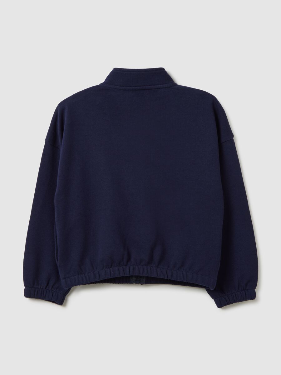 Felpa da bambina in puro cotone blu oversize_1