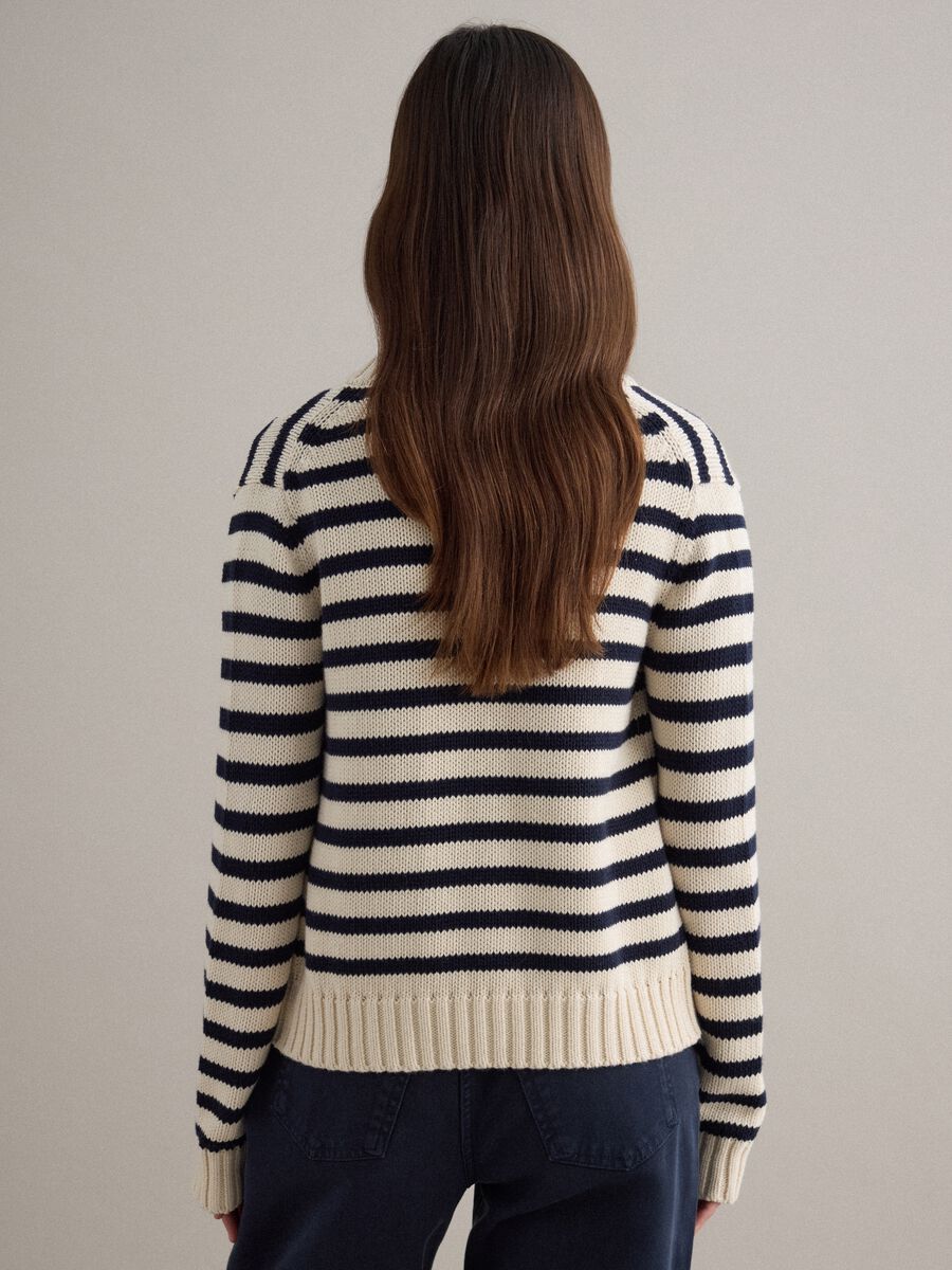 Multicolour striped cardigan in pure cotton regular fit with buttons_3