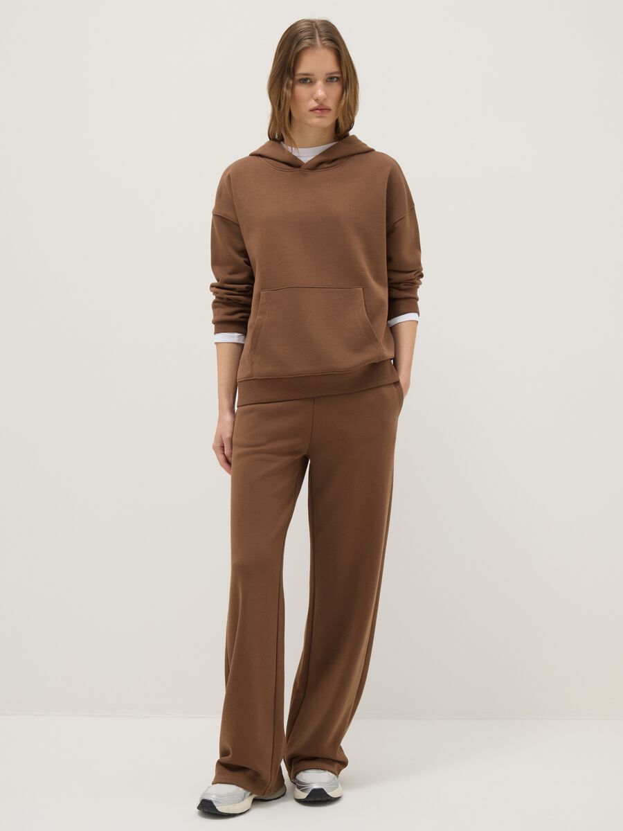 Brown cotton blend joggers regular fit_0