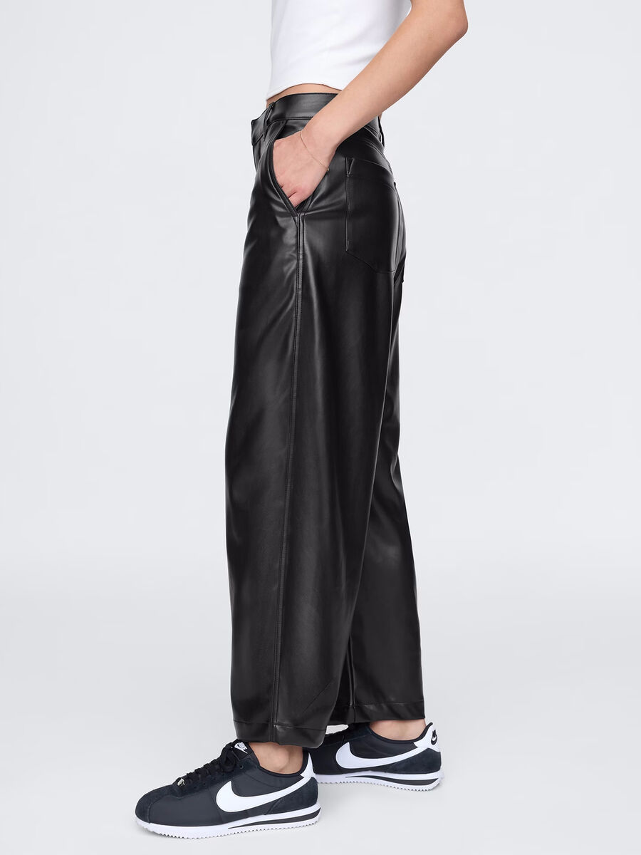 Barrel-fit shiny-effect trousers_3
