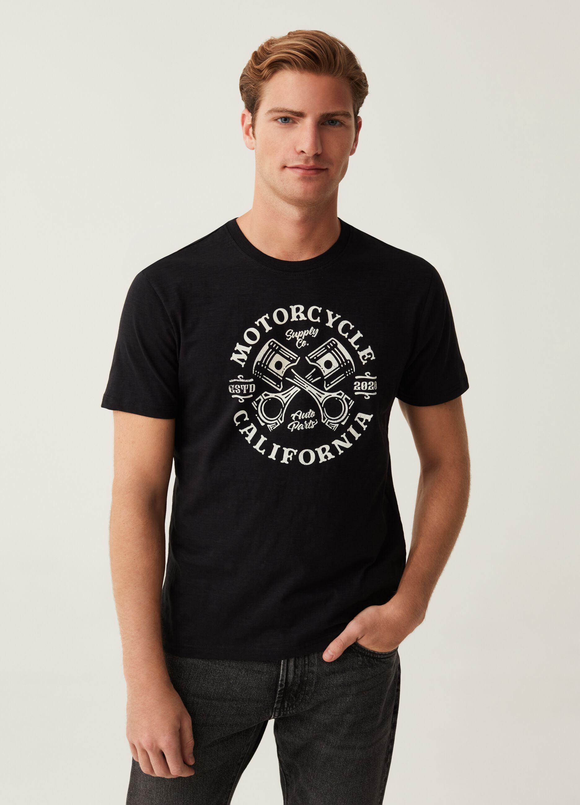 T-shirt con stampa Motorcycle California_0