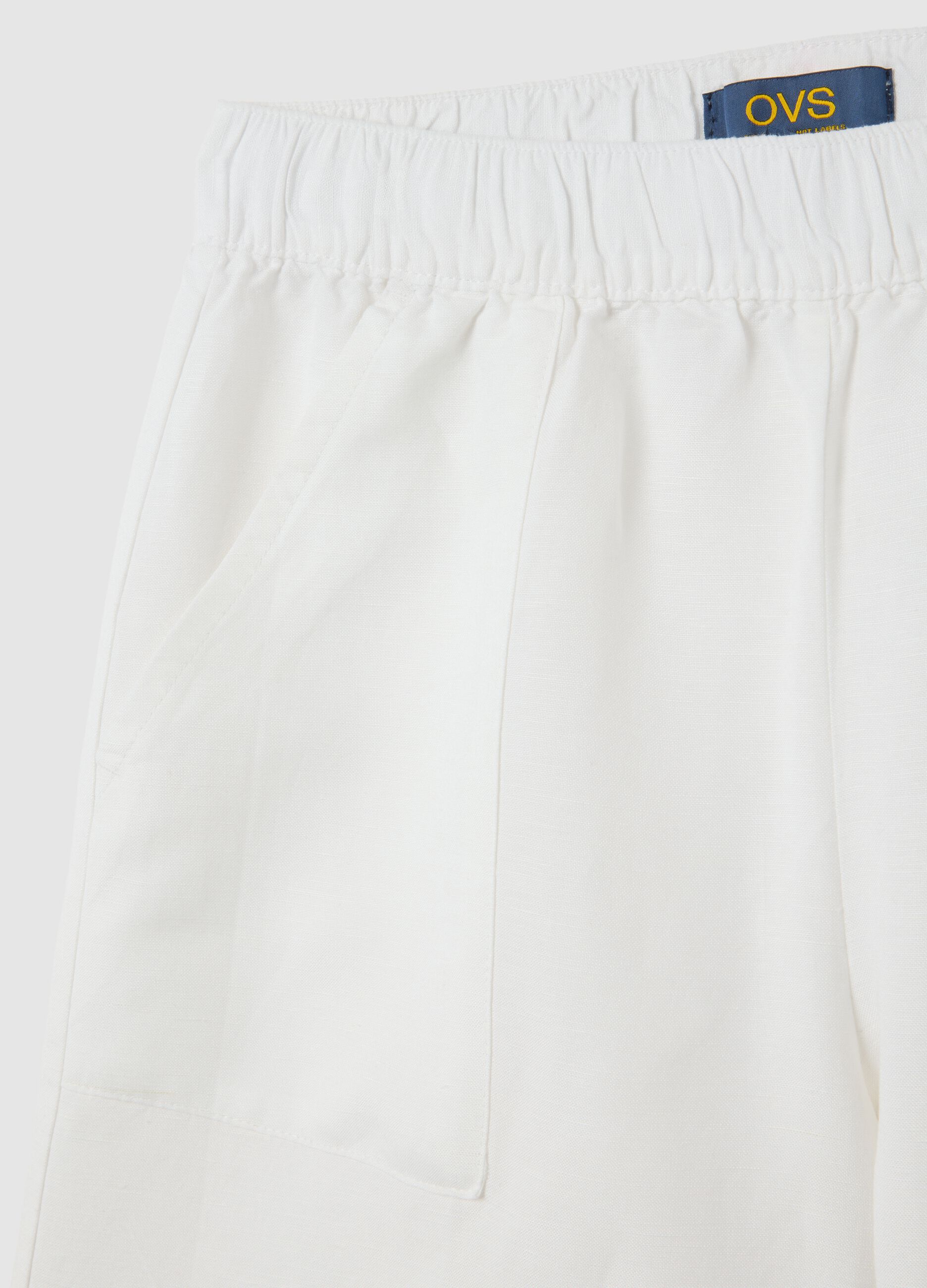 Women's white linen-blend shorts regular fit