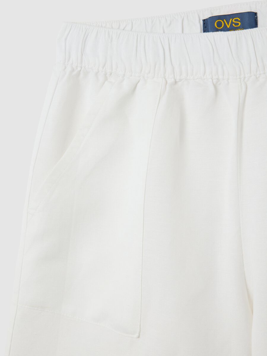 Women's white linen-blend shorts regular fit_5