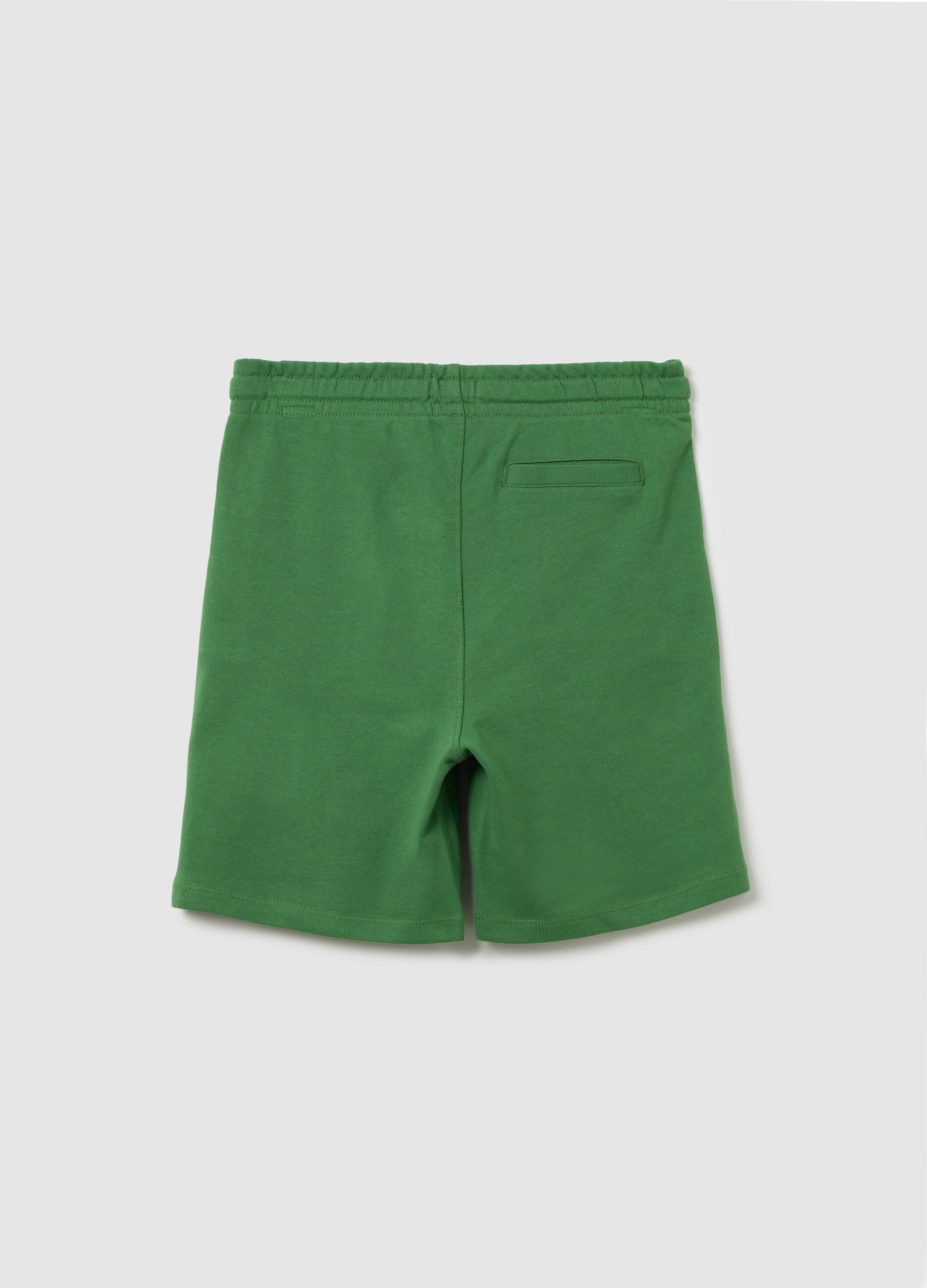 Pantaloni corti da ragazzo in puro cotone verde regular fit