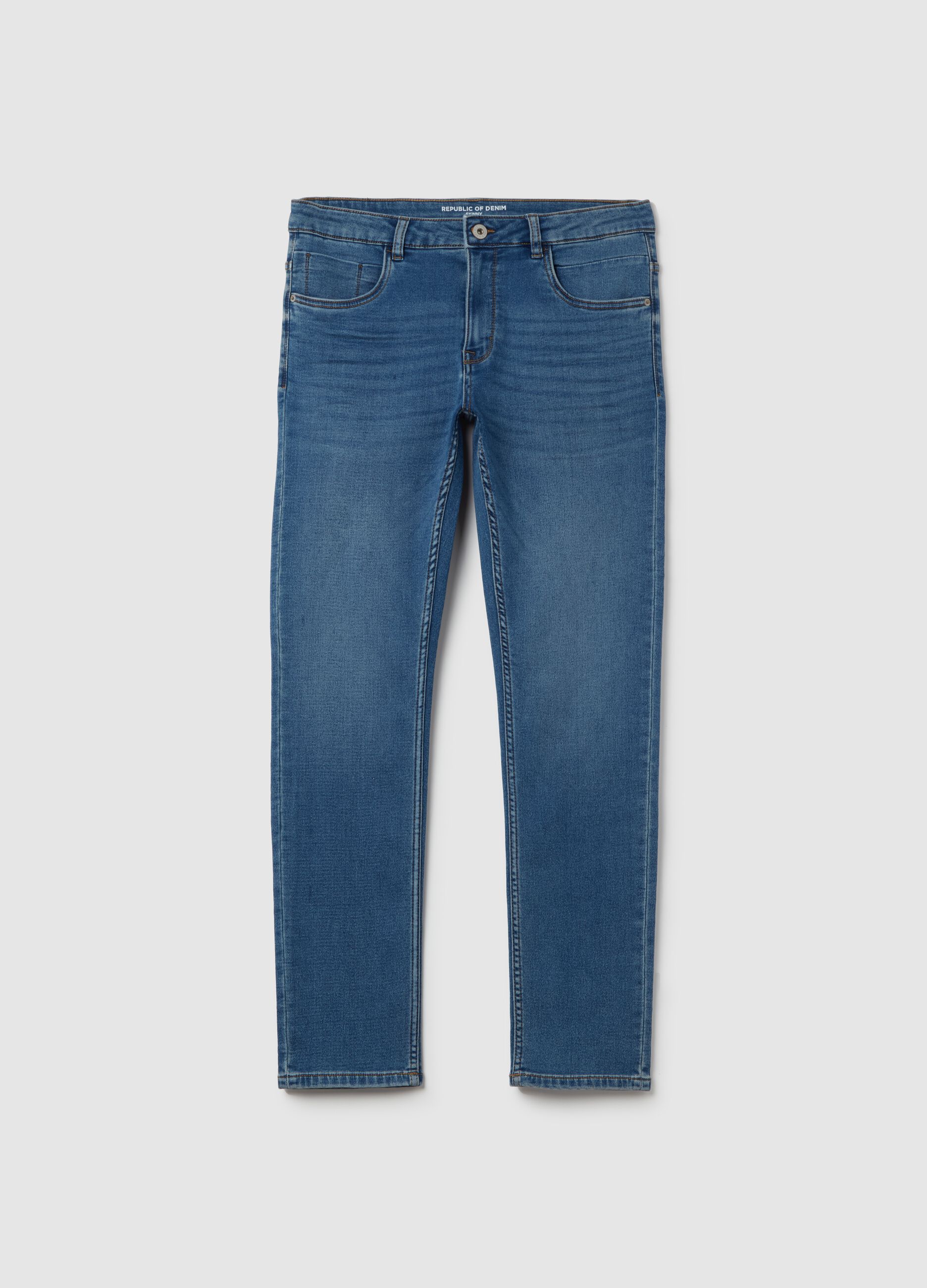 Skinny-fit jeans with fading