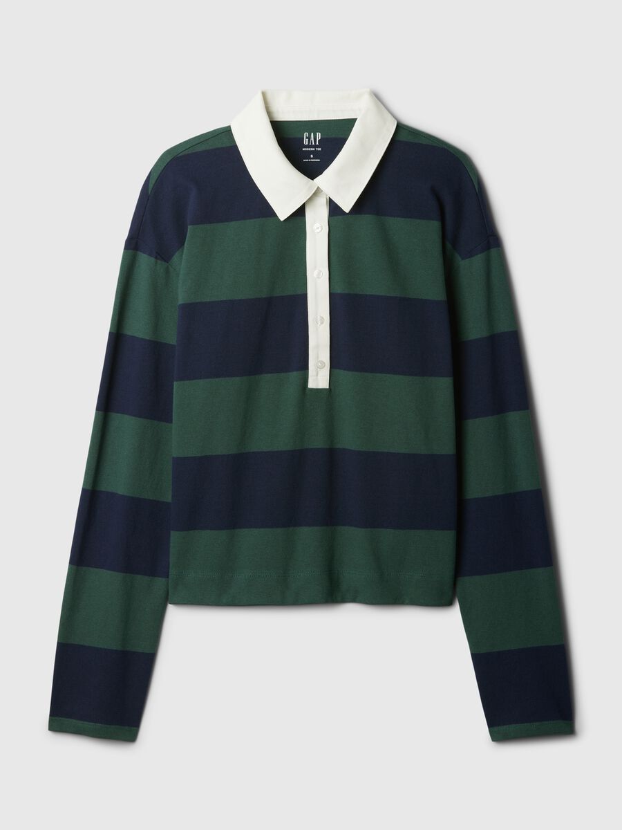 Striped polo shirt with long sleeves_4