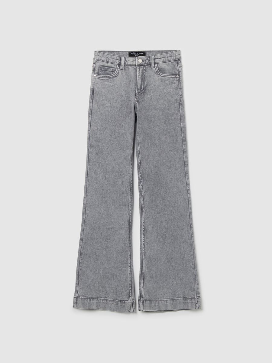 Grey Cotton Blend Bootcut Jeans_4