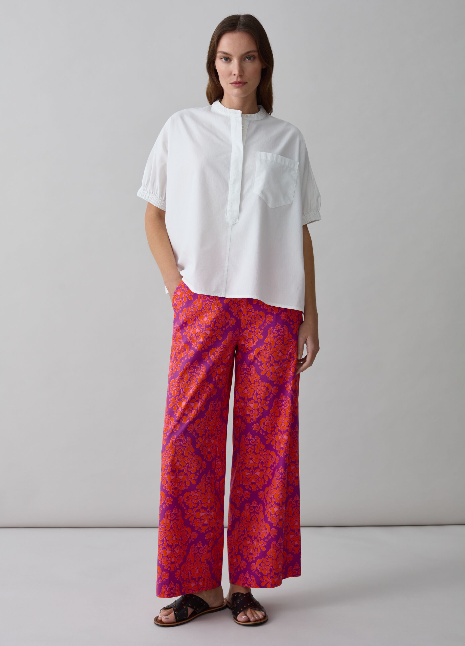 Pantalone wide leg stampato
