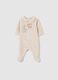 Beige velour baby romper with classic collar_0