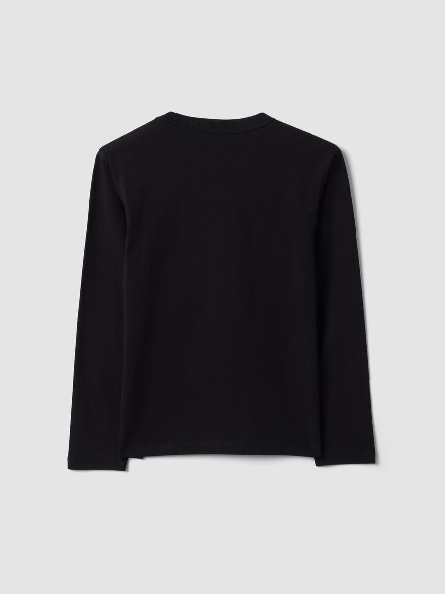 T-shirt nera in cotone organico elasticizzato regular fit per ragazzo_5