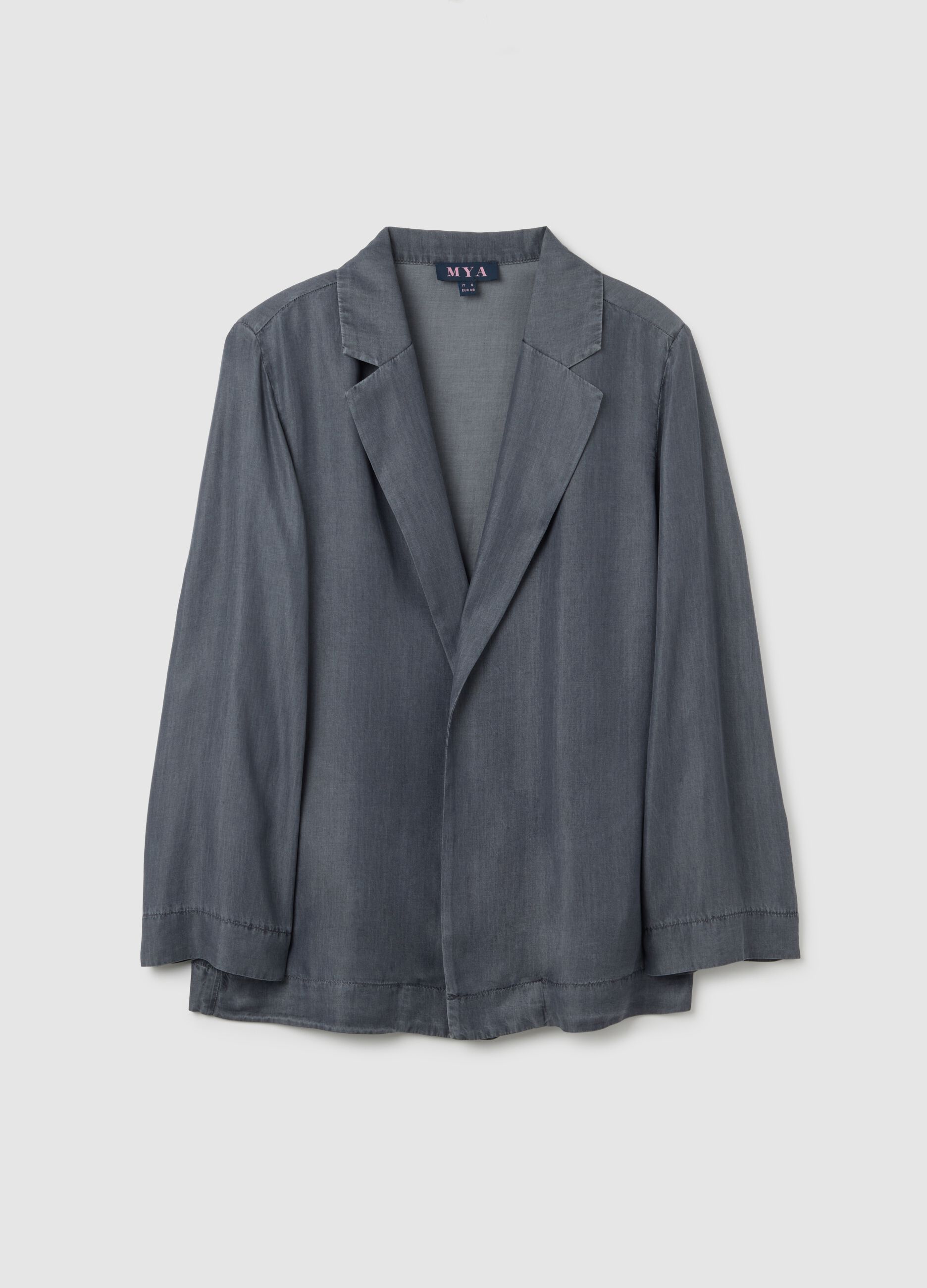 Women's grey regular fit blazer in pure Lyocell