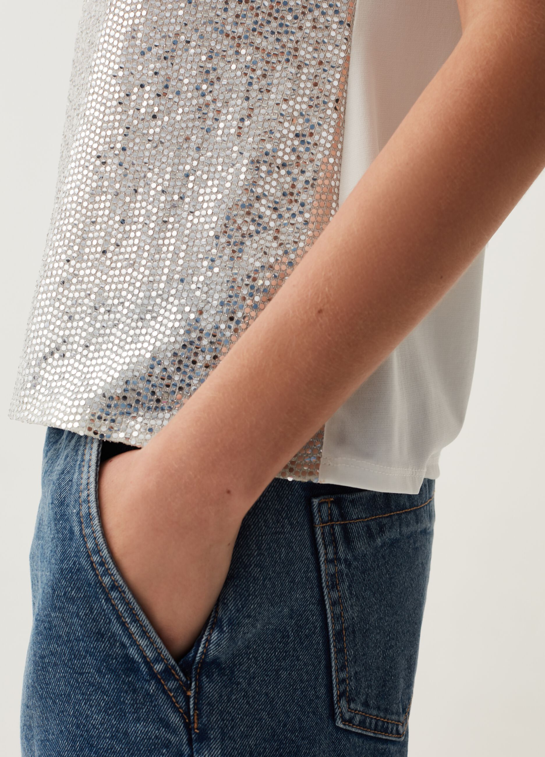 Tank top con paillettes e dettagli lurex_3