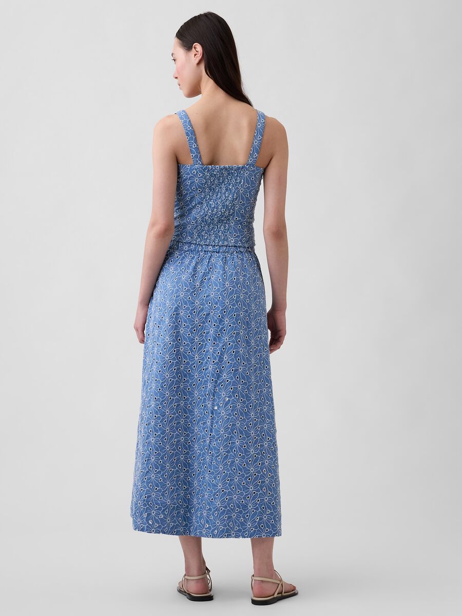 Pure cotton midi skirt with floral pattern_1