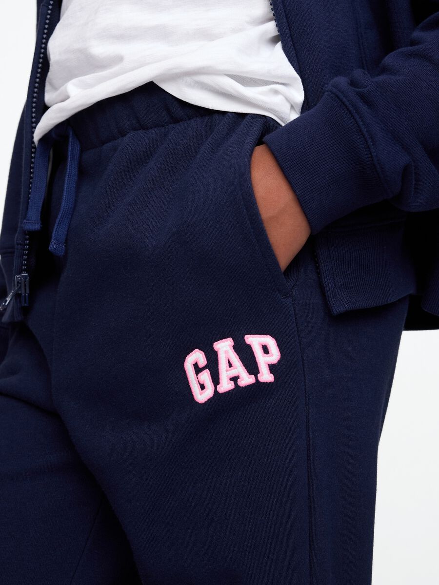 Girls' regular fit cotton-blend blue jogger trousers_3