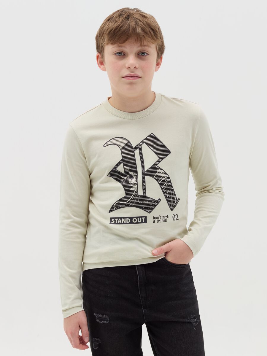 Long-sleeved T-shirt with "STAND OUT" print_0