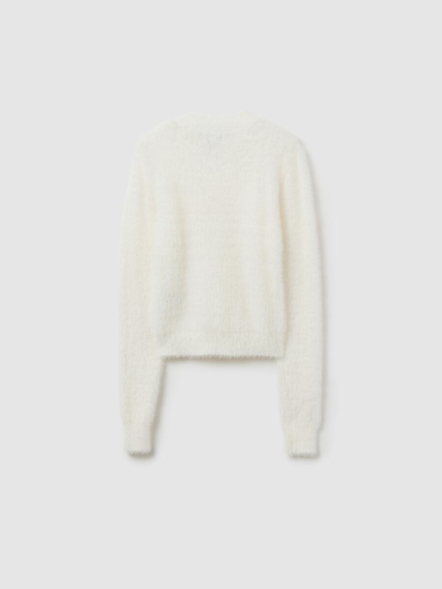 Girls' white sweater fitted with perforated heart_4