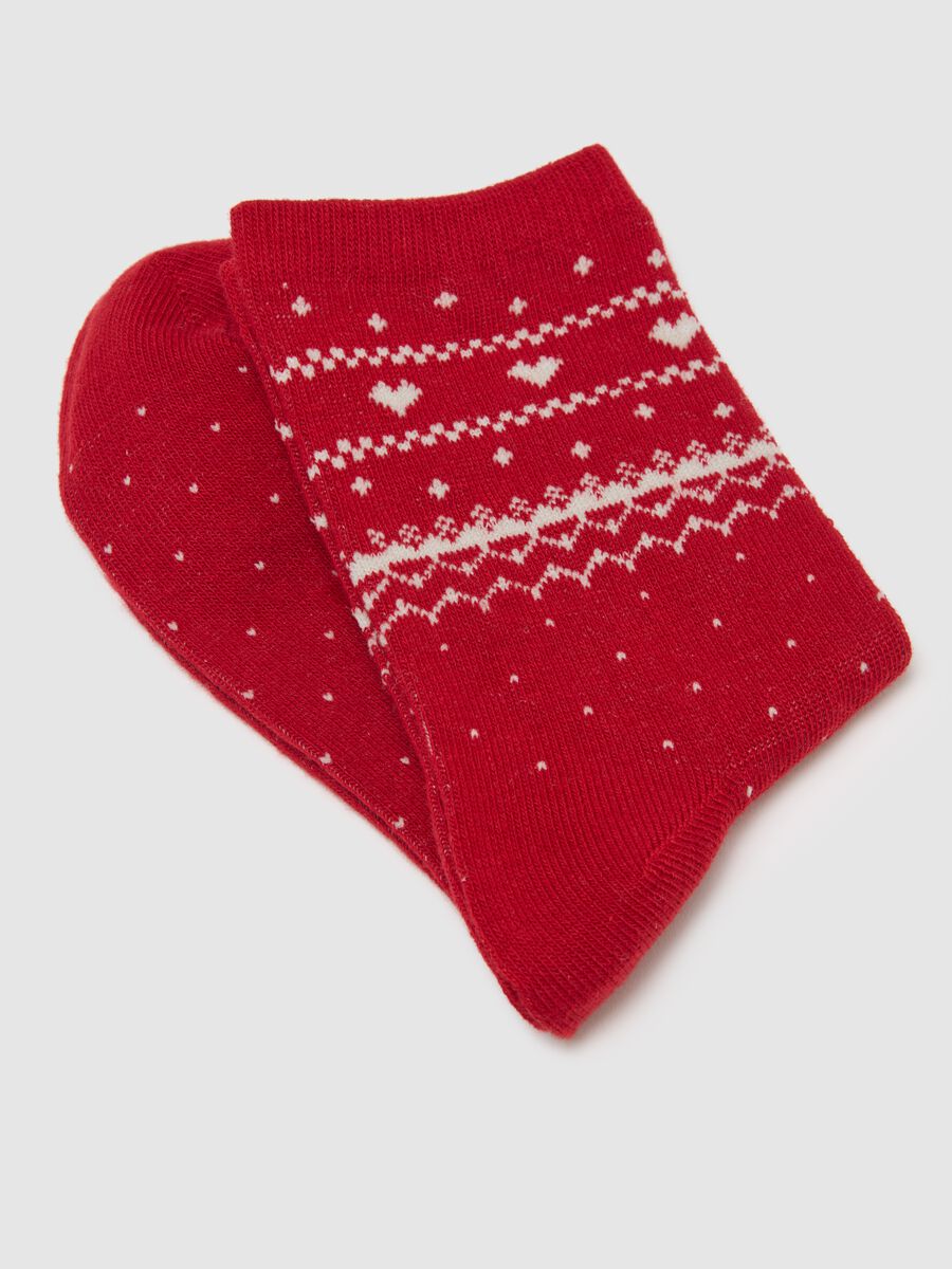 Short multicolour Christmas cotton blend socks twin pack_1