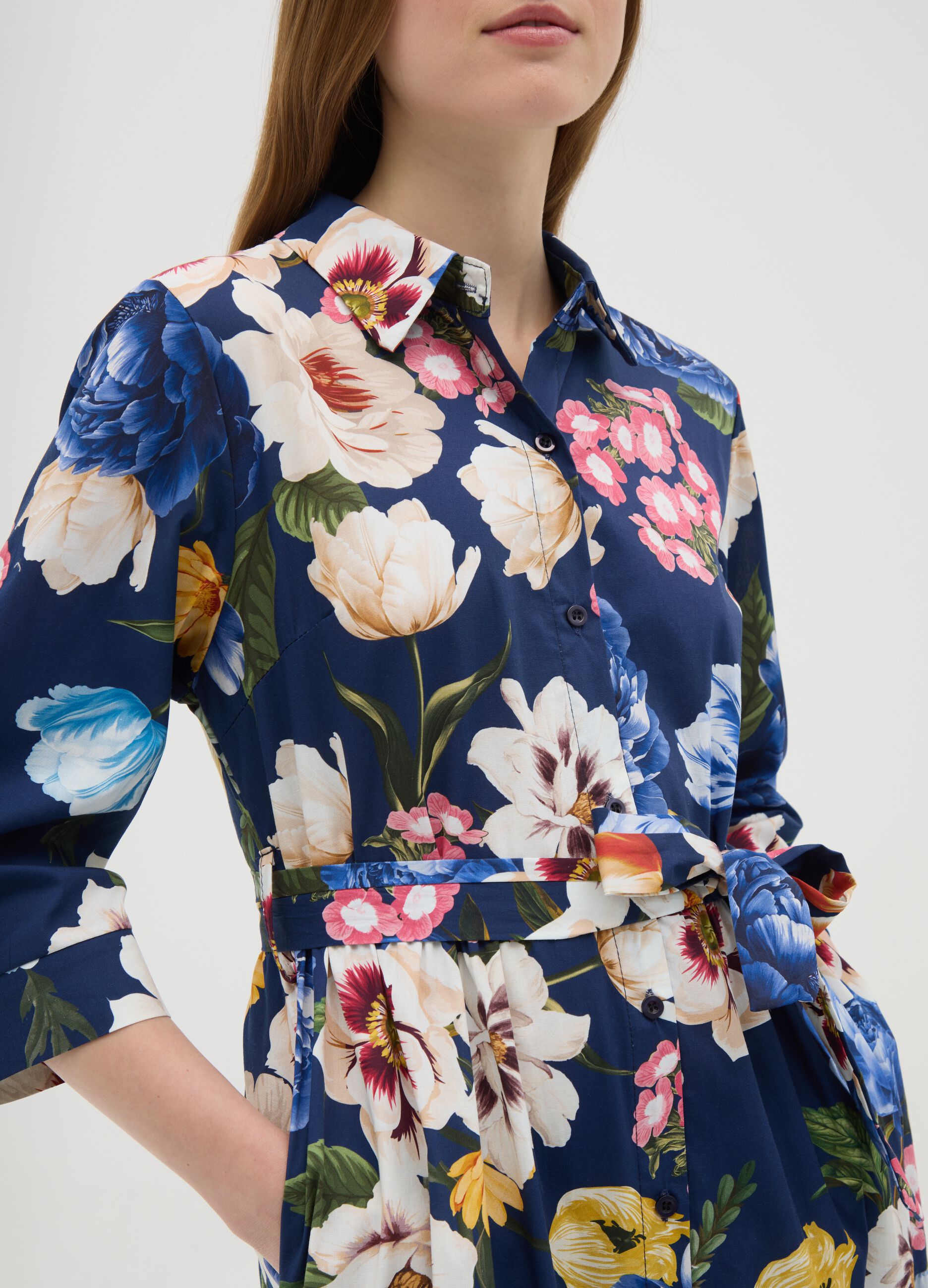 Women's Long Cotton Multicolour Regular Fit Dress