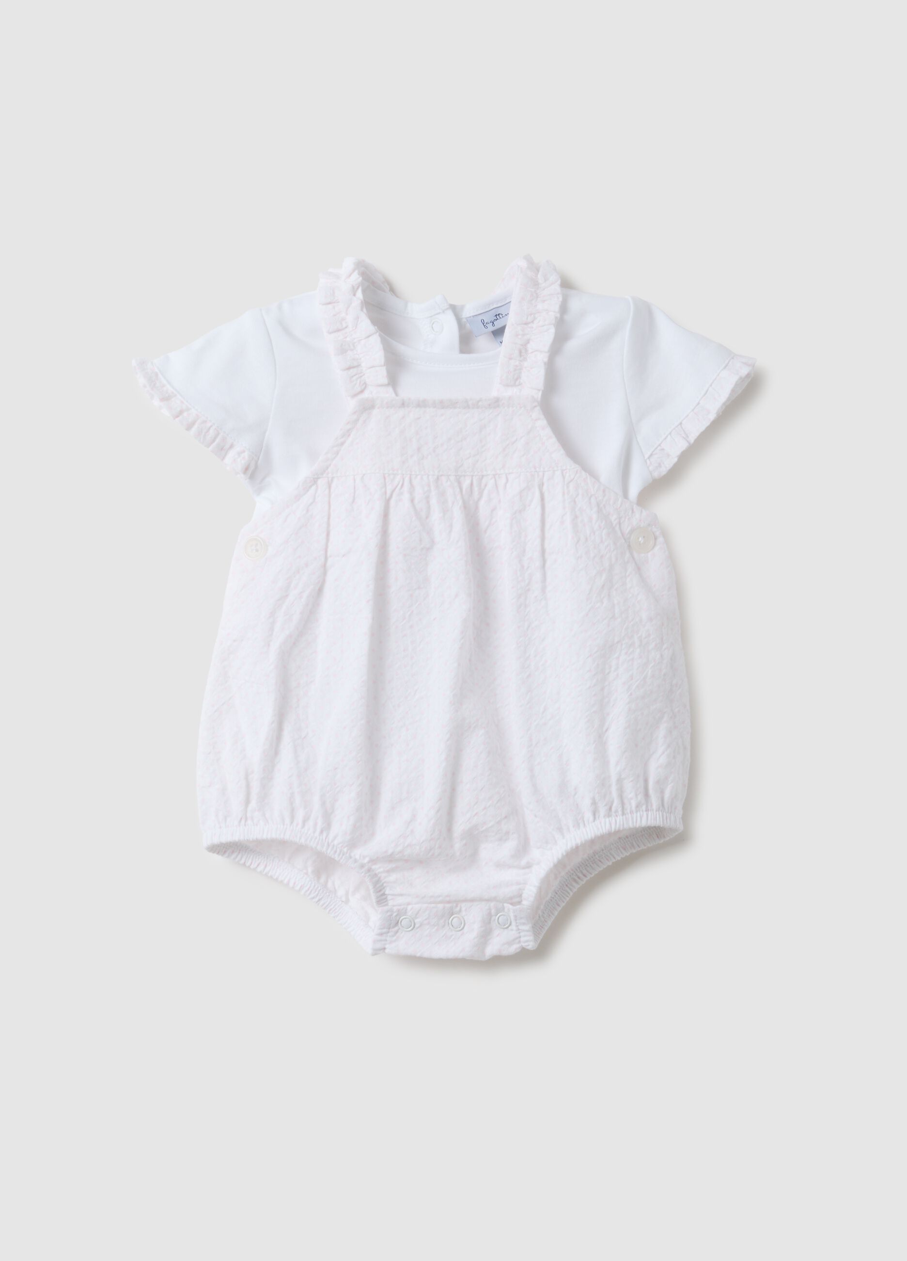 White pure cotton baby girl set with ruffles