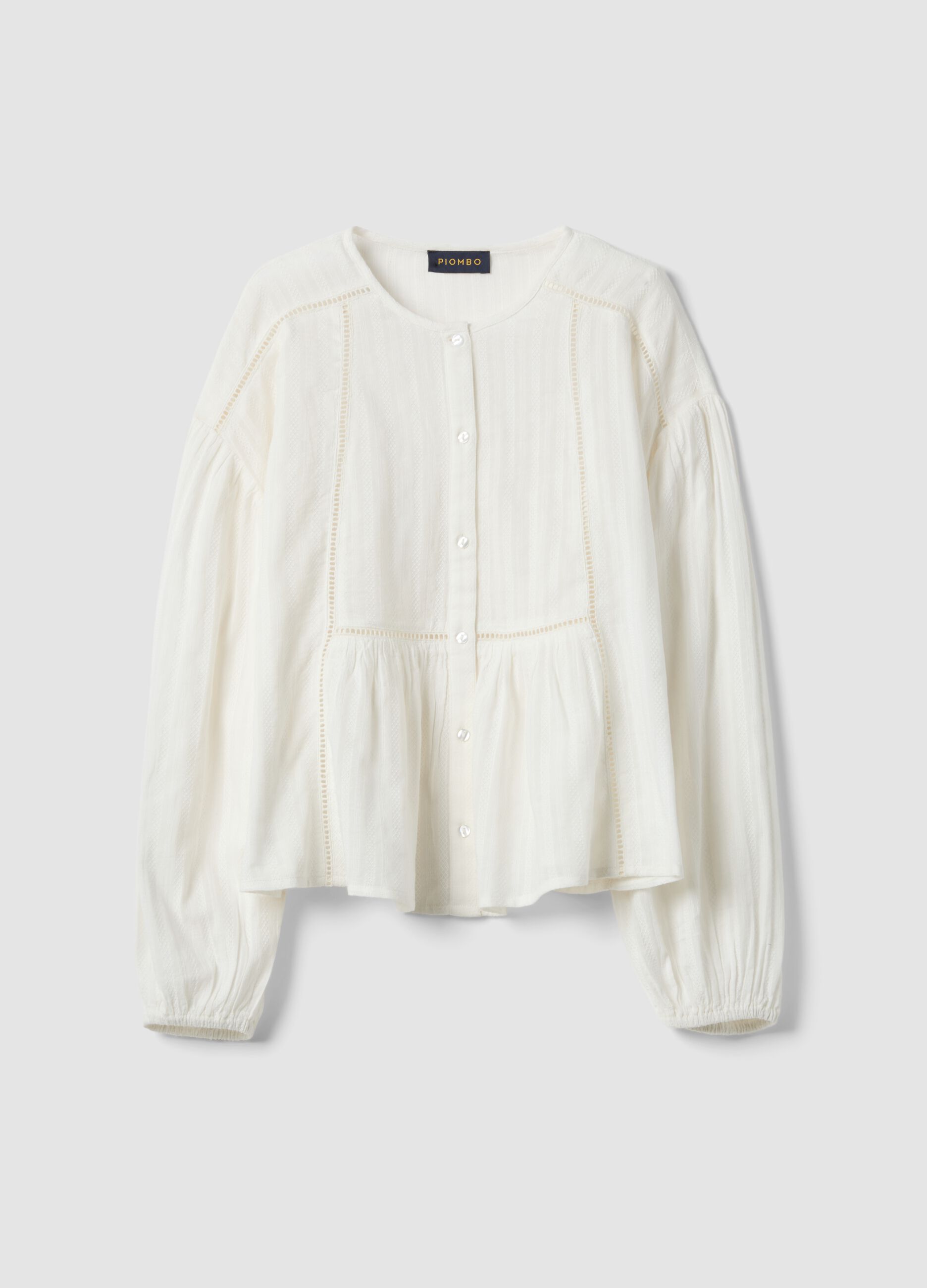 Camicia bianca in puro cotone regular fit con inserti traforati