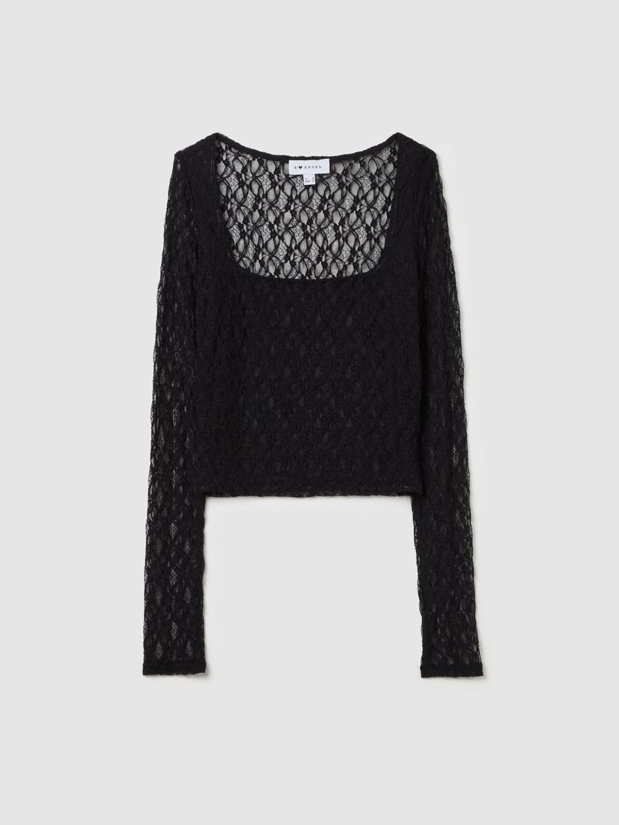 Lace T-shirt with square neck_4