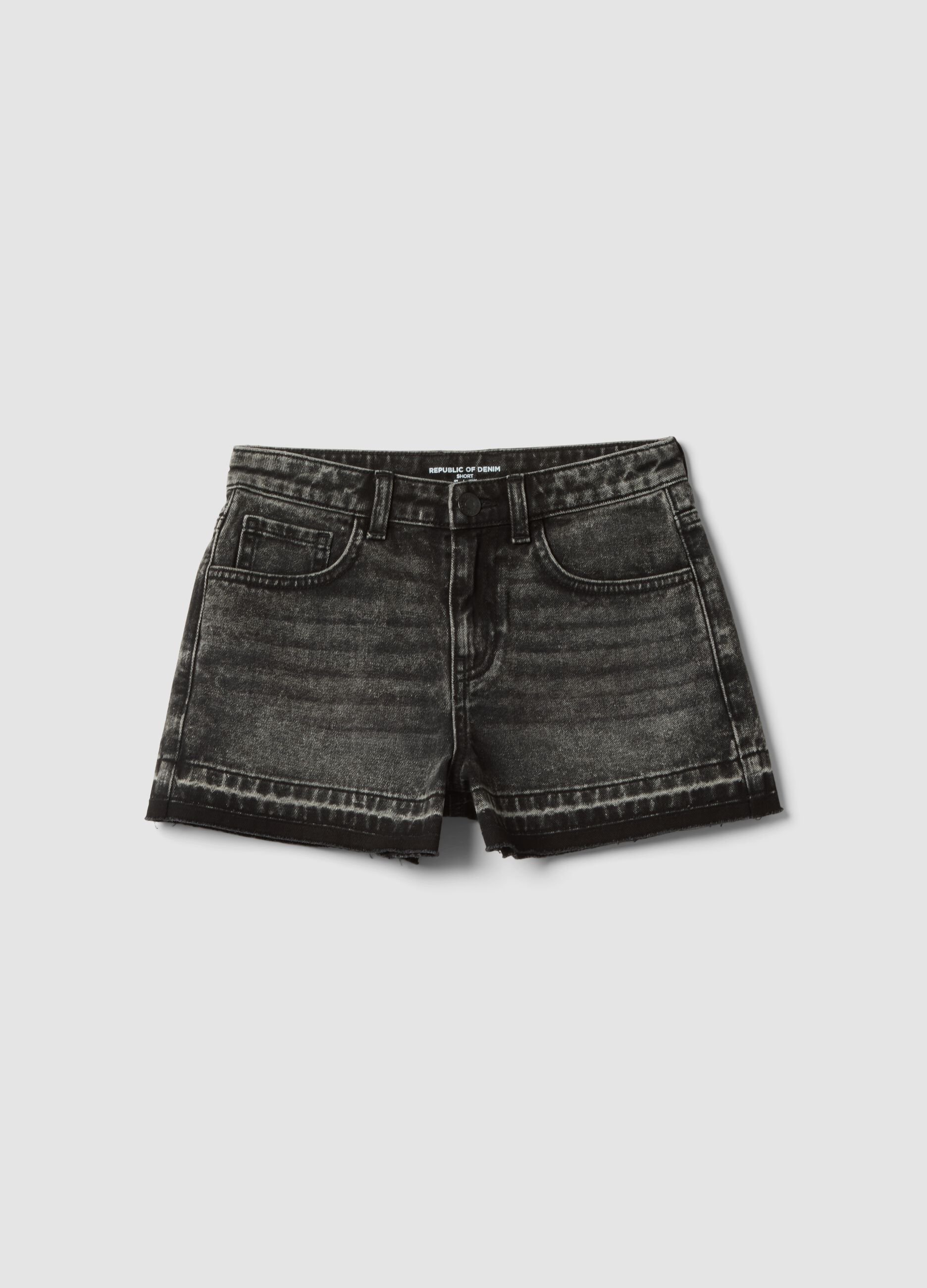 Shorts denim grigio in puro cotone da ragazza straight fit