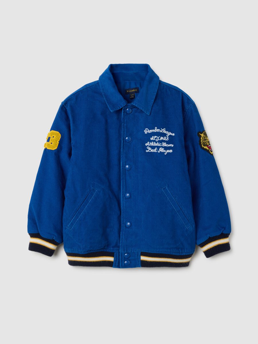 Giacca bomber da bambino in puro cotone blu regular fit_0