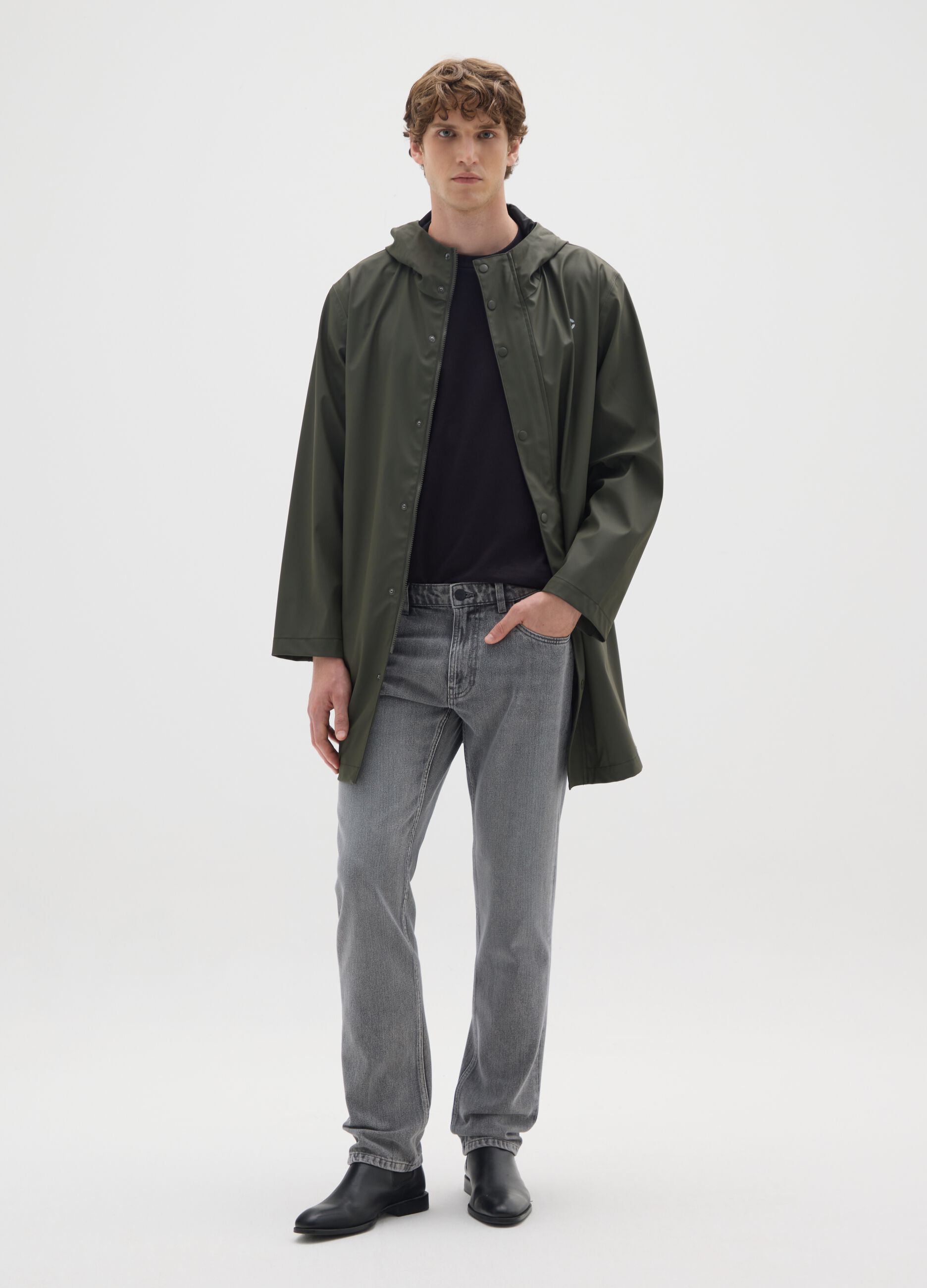 Regular fit green waterproof light jacket