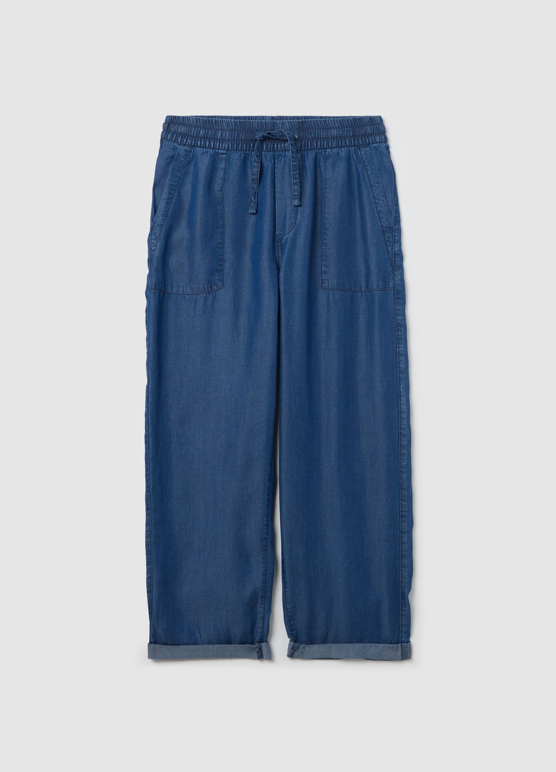 Blue relaxed-fit trousers in Lyocell