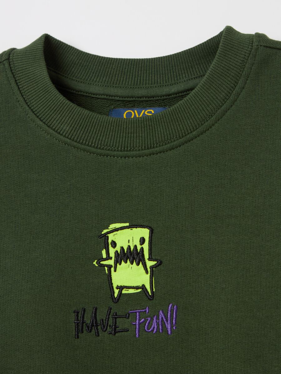 French terry sweatshirt with monster embroidery_3
