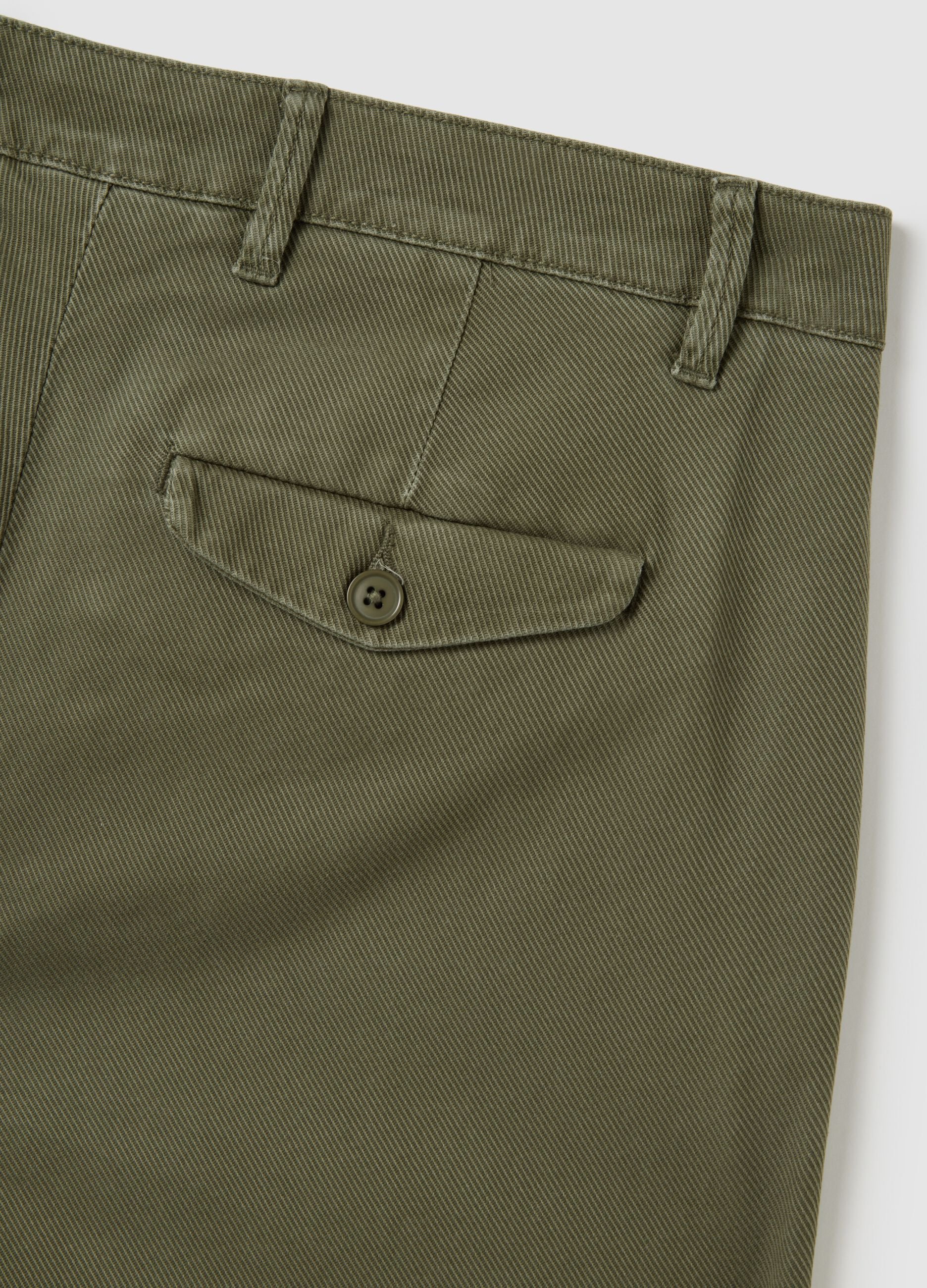 Slim fit green stretch cotton trousers