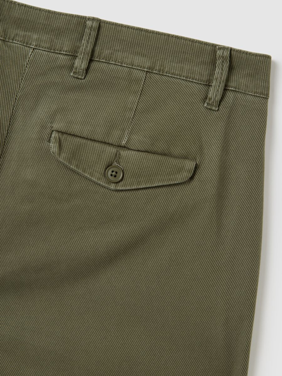 Slim fit green stretch cotton trousers_1