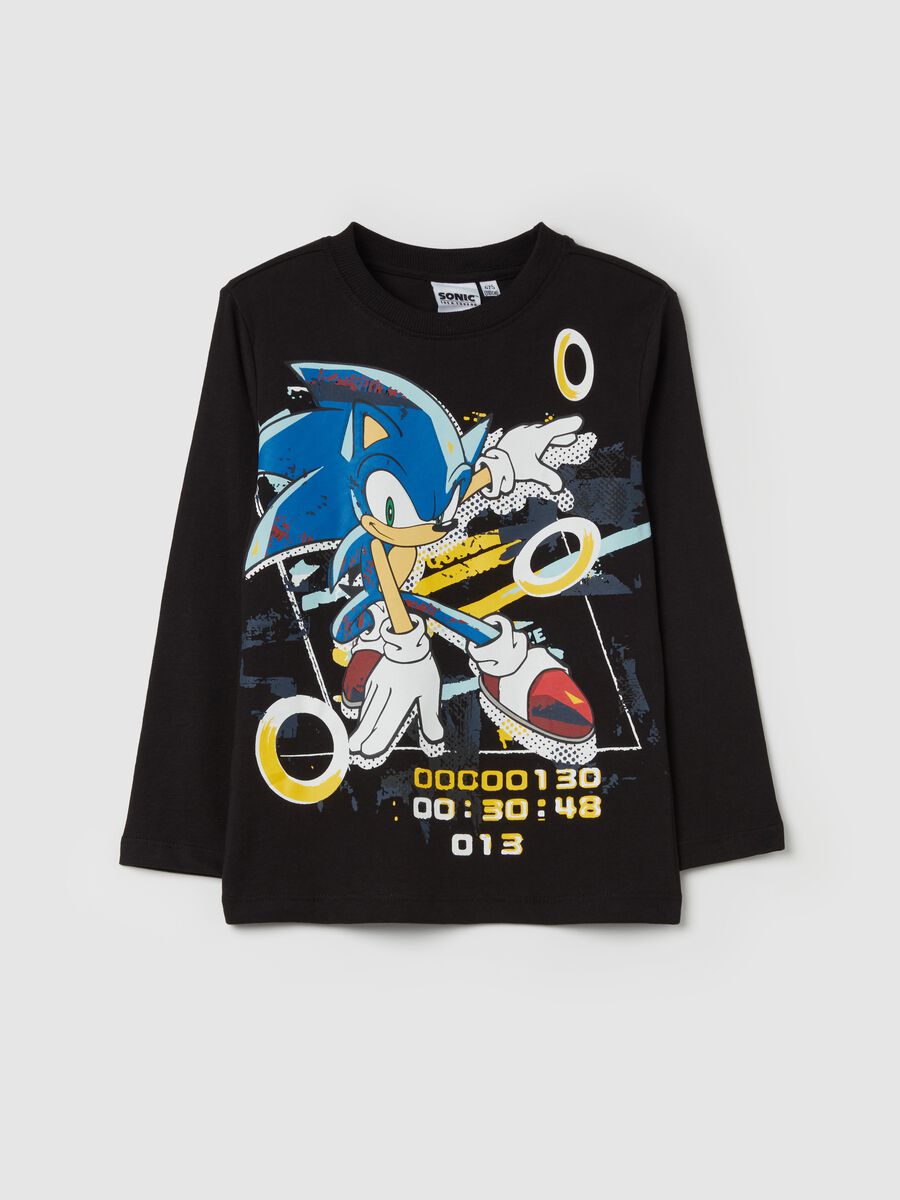 T-shirt with long sleeves and Sonic print_0