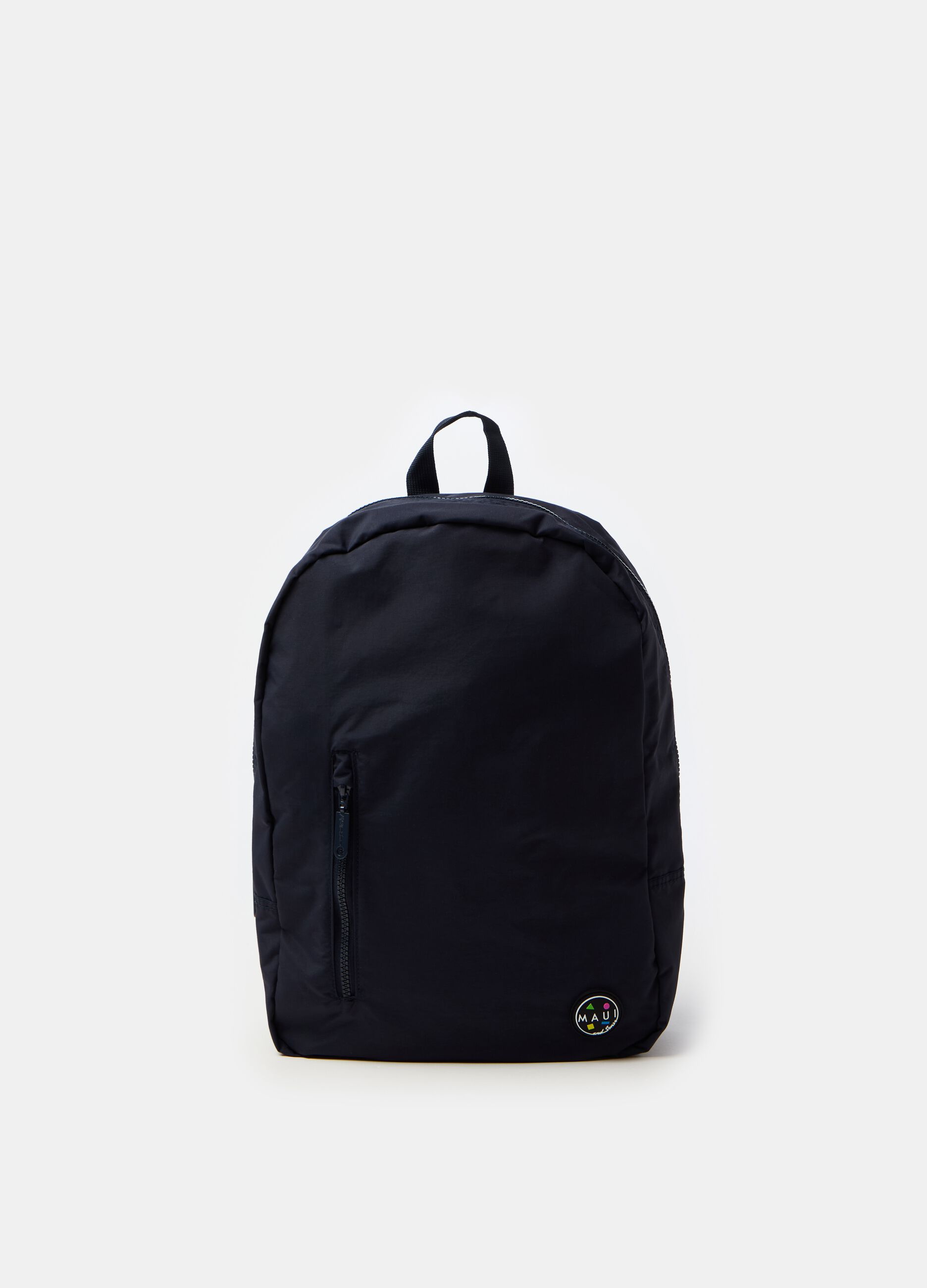 Oval backpack with outside pocket