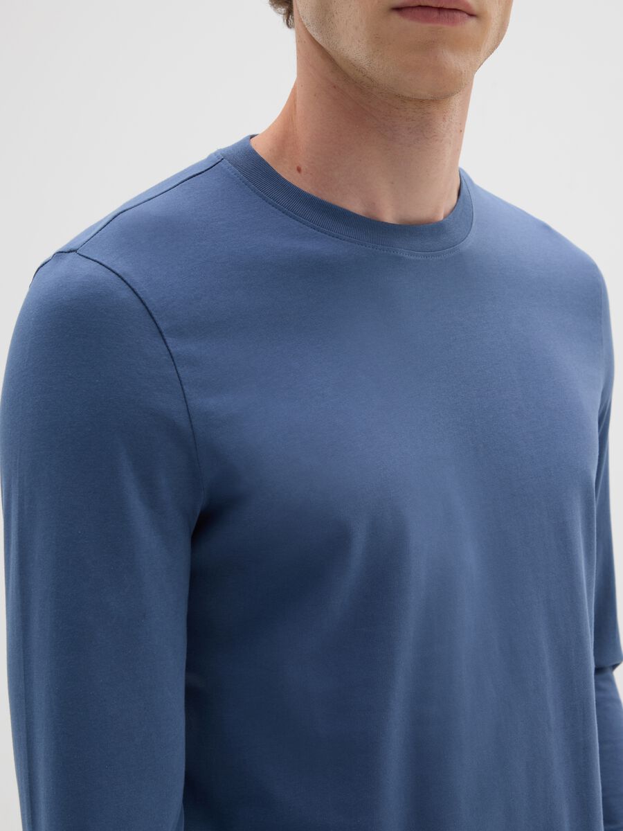 Blue pure cotton regular fit jumper_3