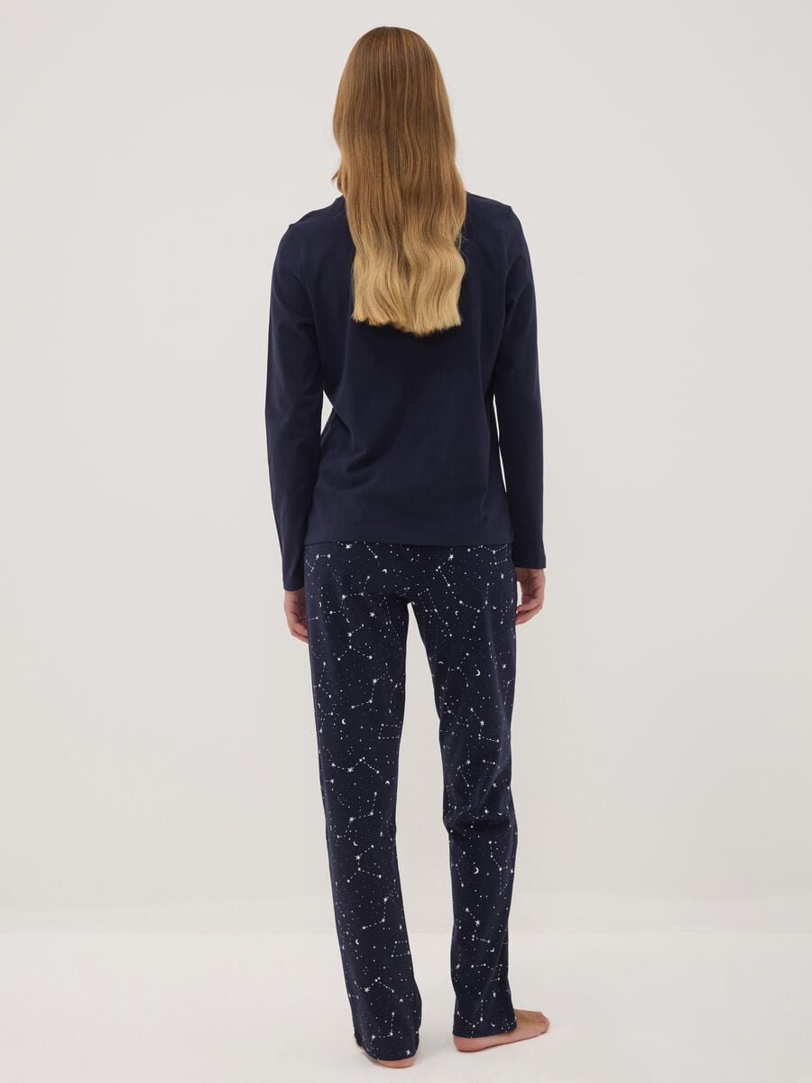 Blue pure organic cotton crew-neck pyjamas_3