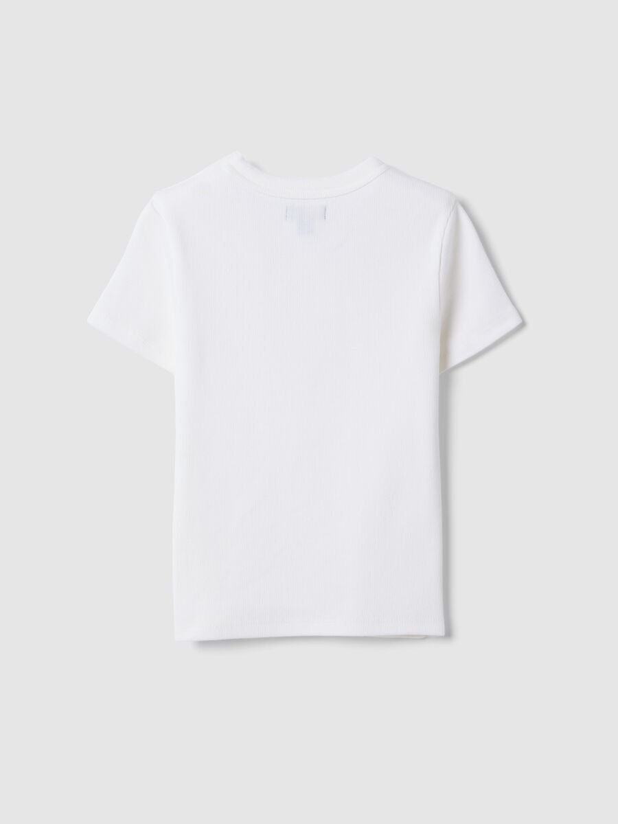 T-shirt fitted in cotone elasticizzato bianca per ragazza_4