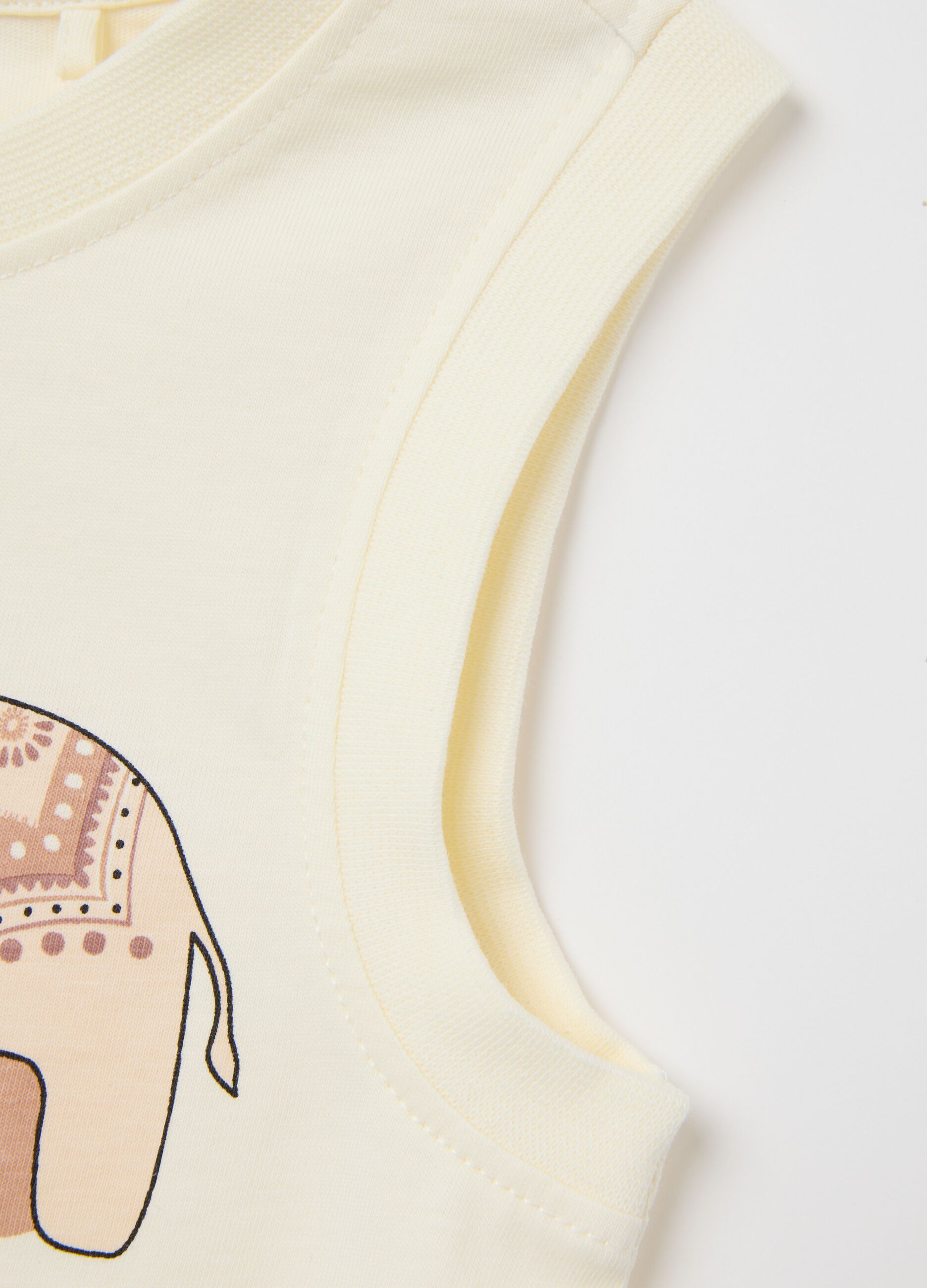 Children's white cotton tank top regular fit with print