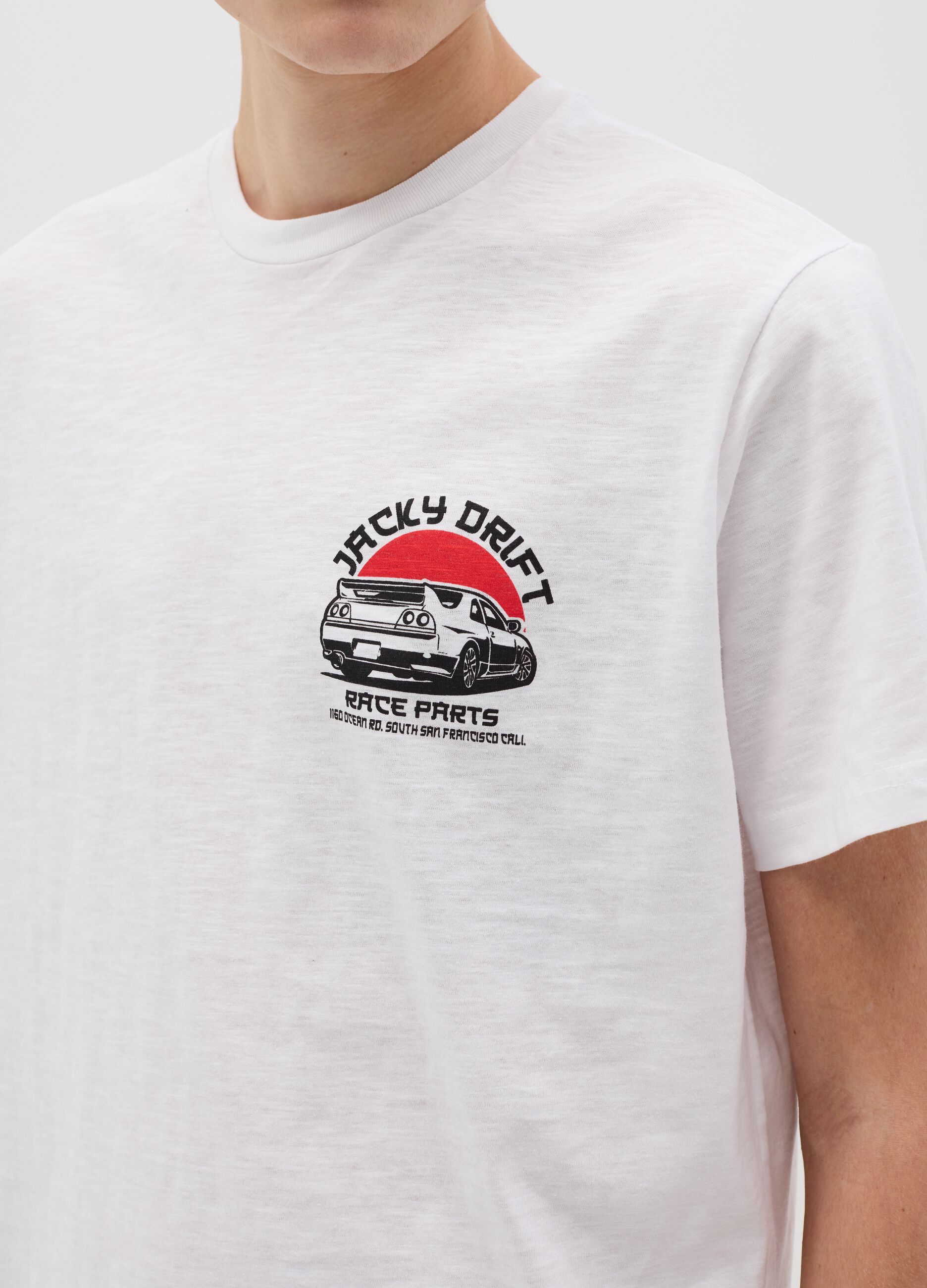 Cotton T-shirt with "Jacky Drift" racing car print