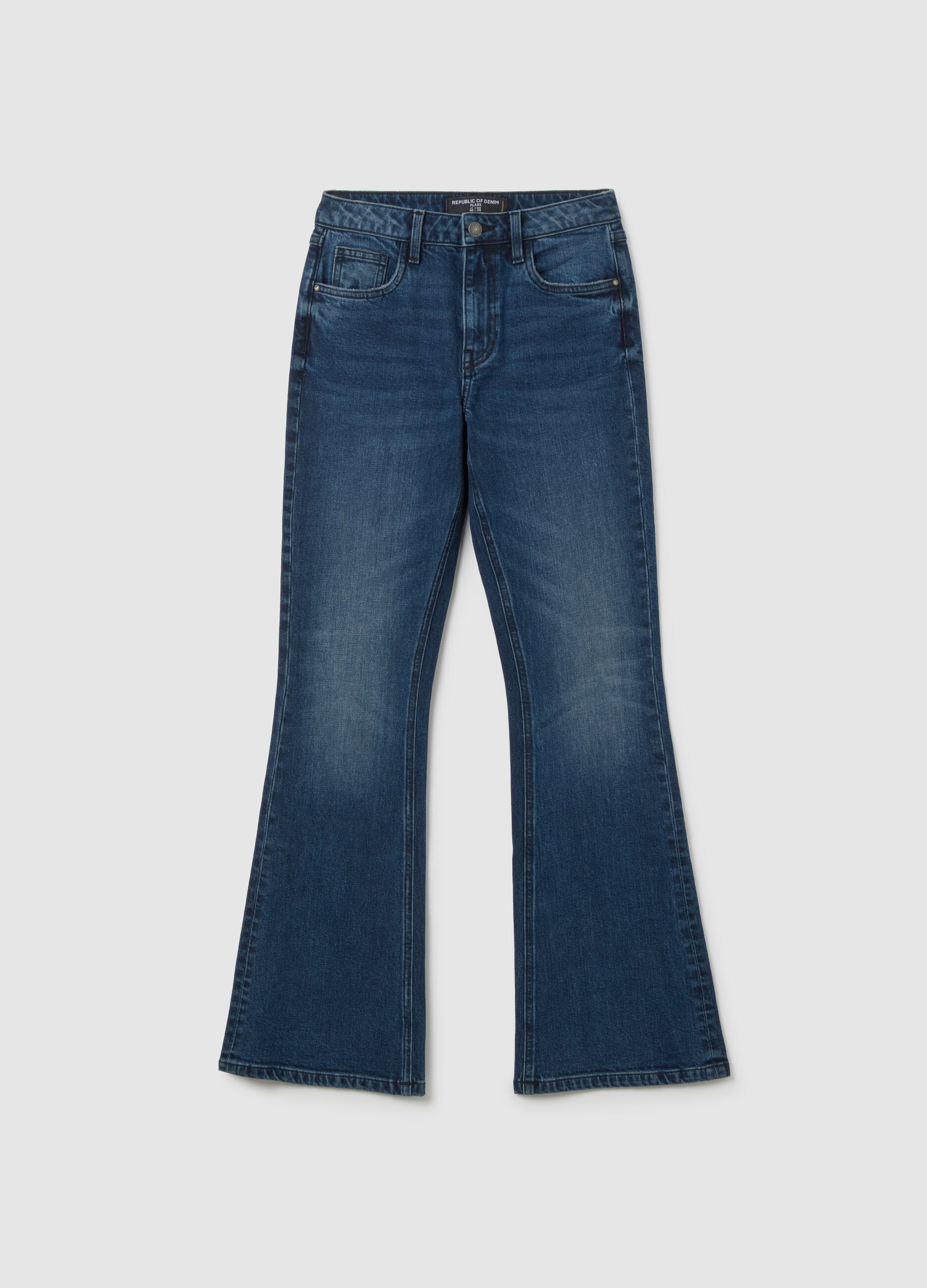 Jeans in cotone elasticizzato blu flare
