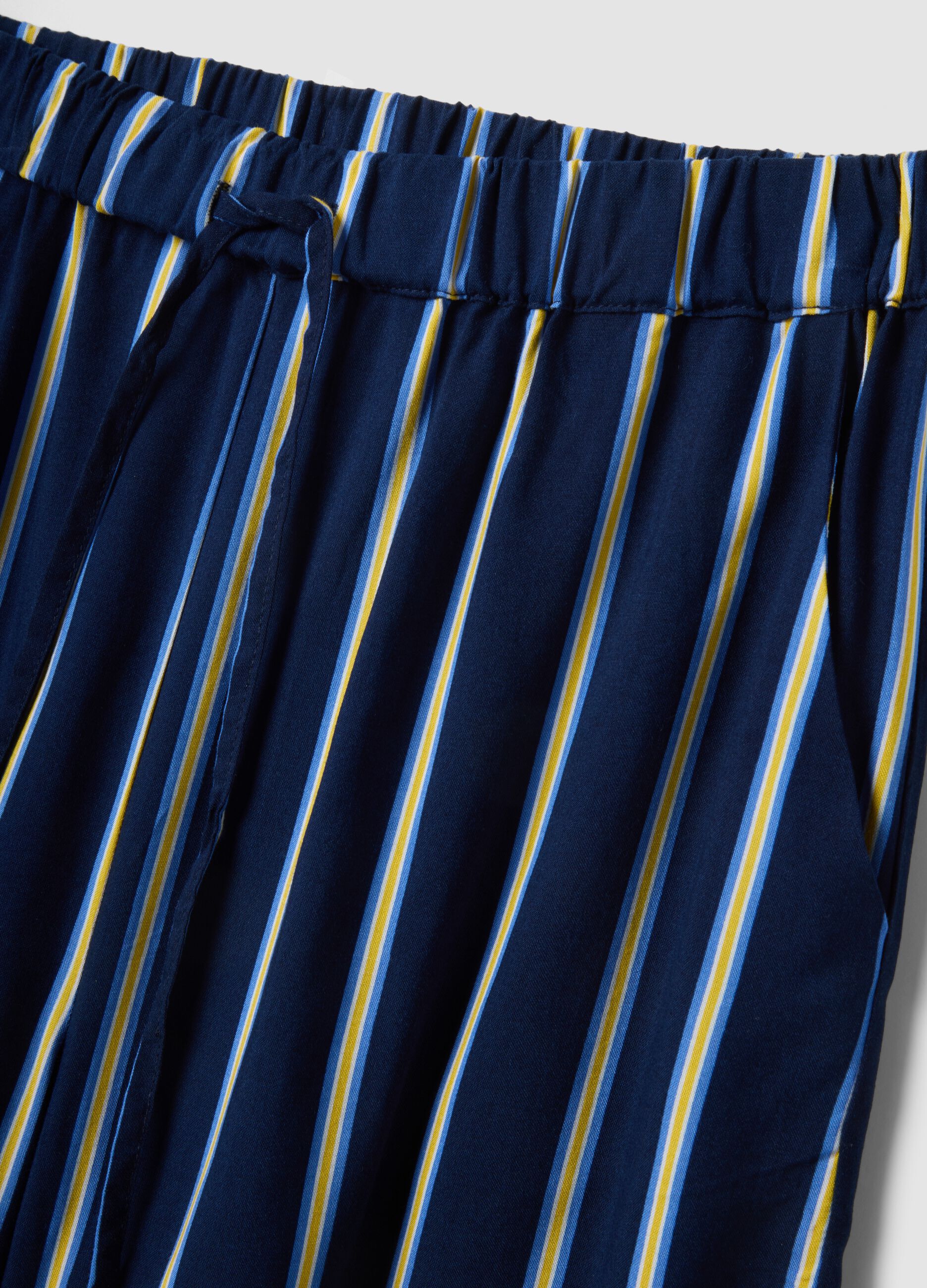 Blue striped pure viscose shorts
