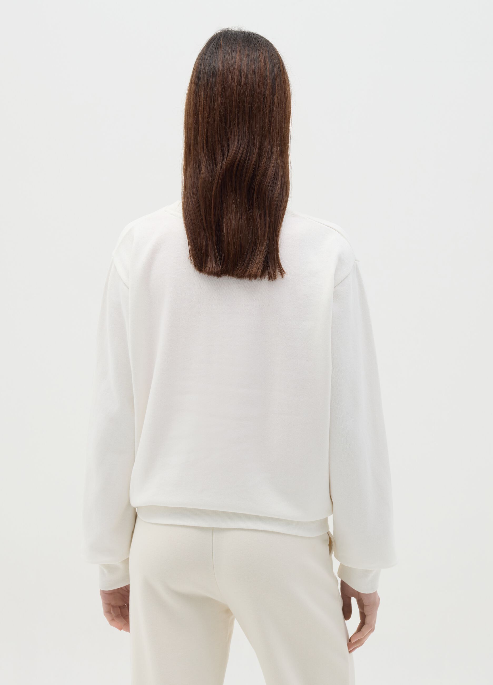 White sweatshirt in French terry with Care Bears print