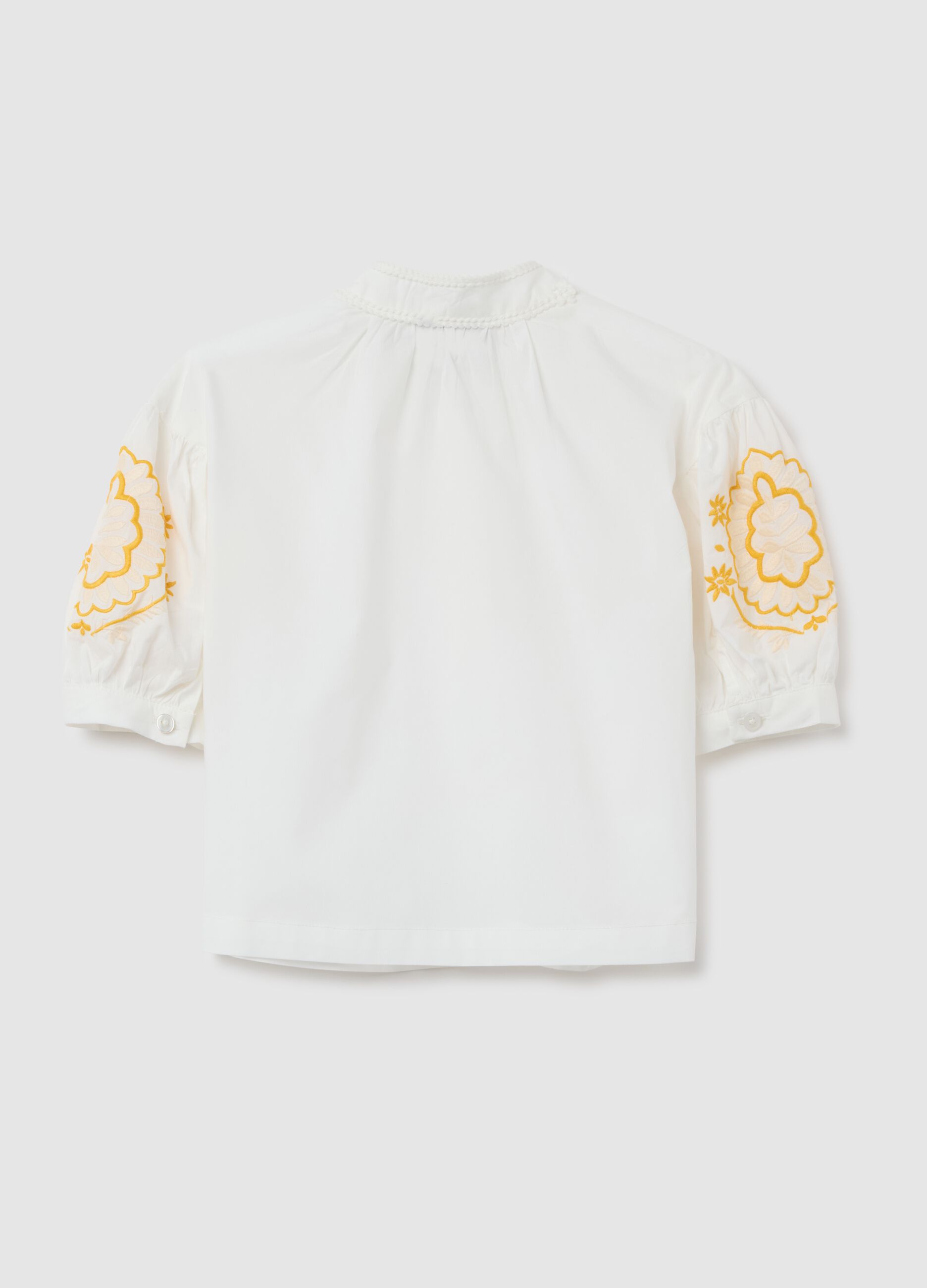 Blusa da ragazza in puro cotone bianca regular fit con ricami