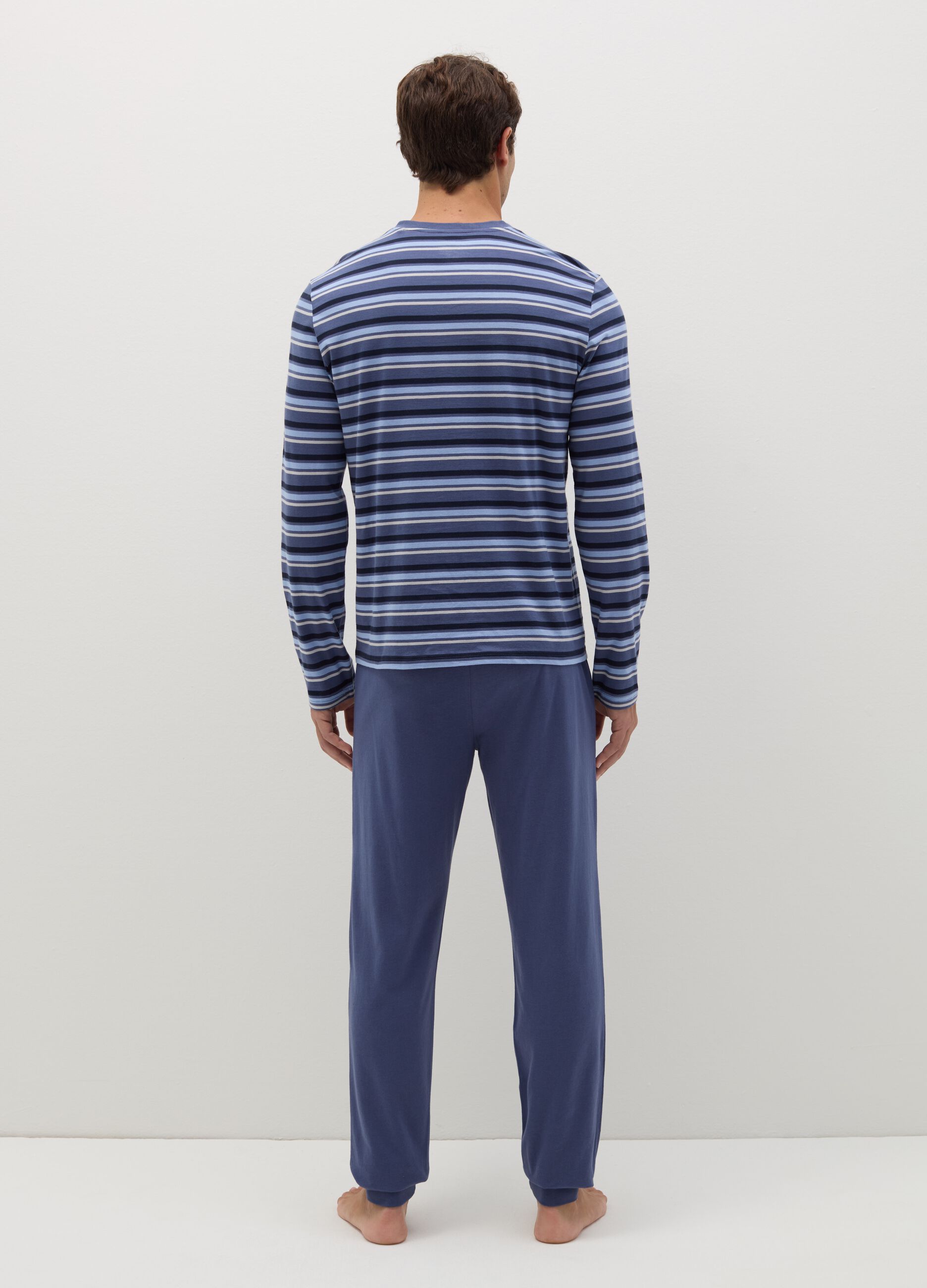 Long pyjamas with granddad neckline