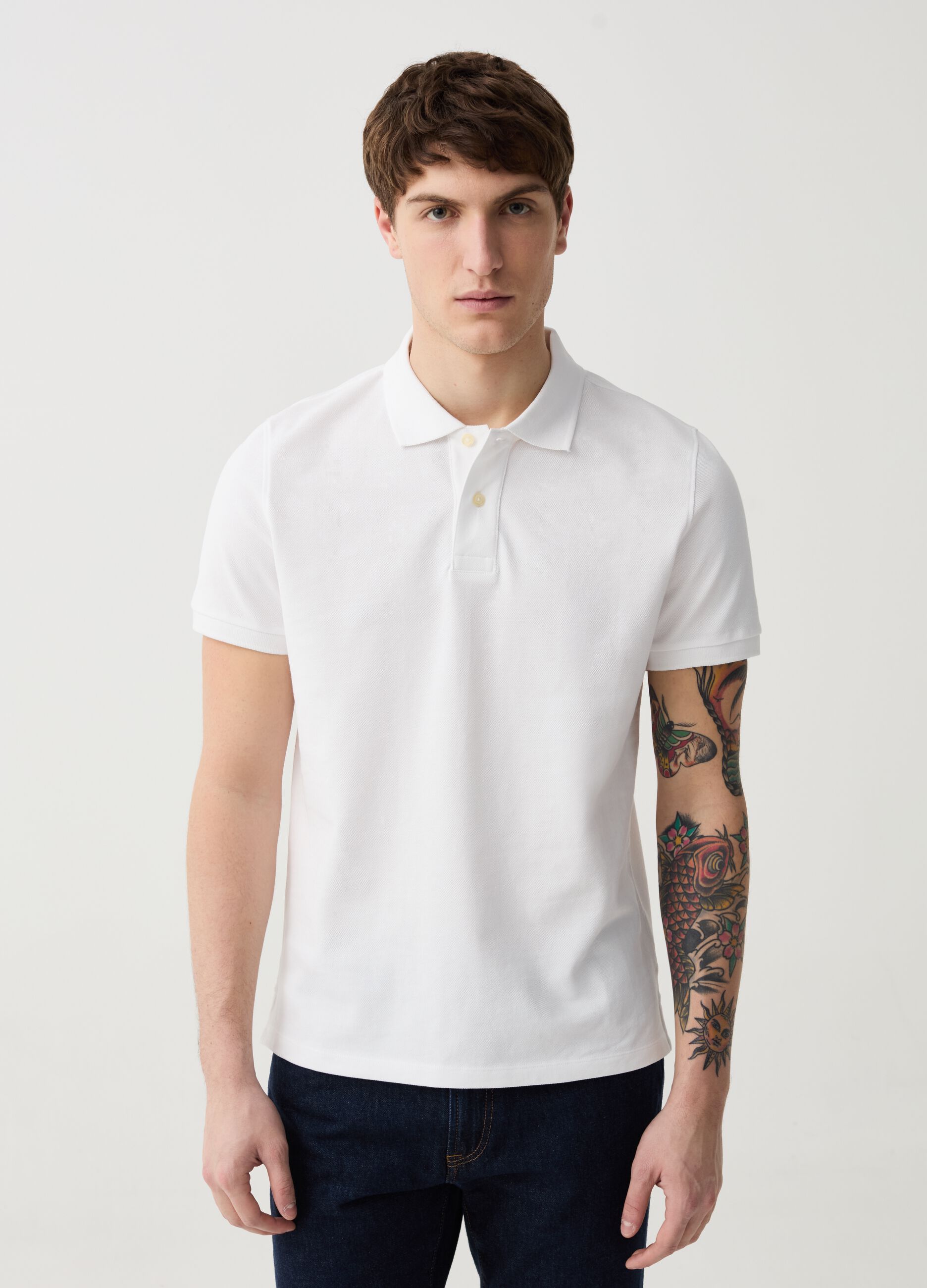 Organic cotton pique polo shirt