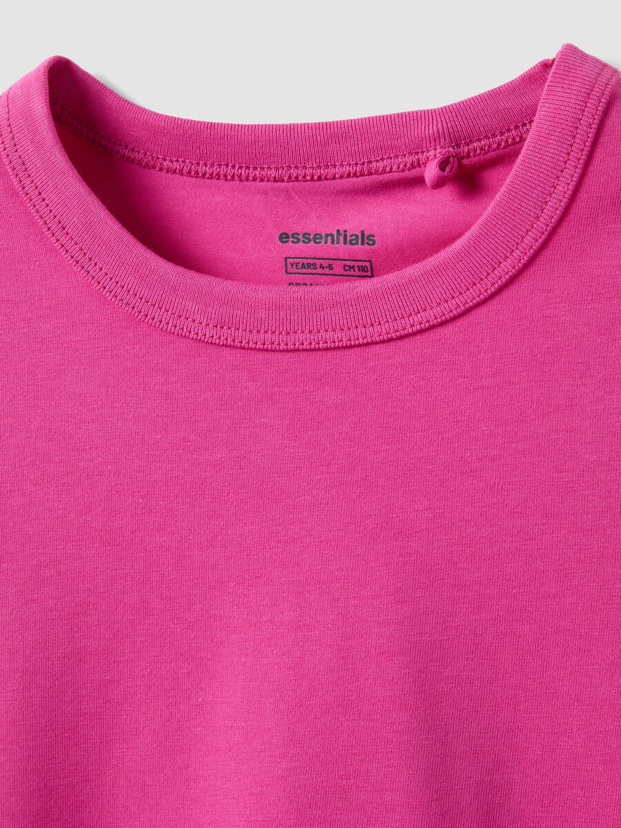 T-shirt in cotone elasticizzato rosa da bambina regular fit_2