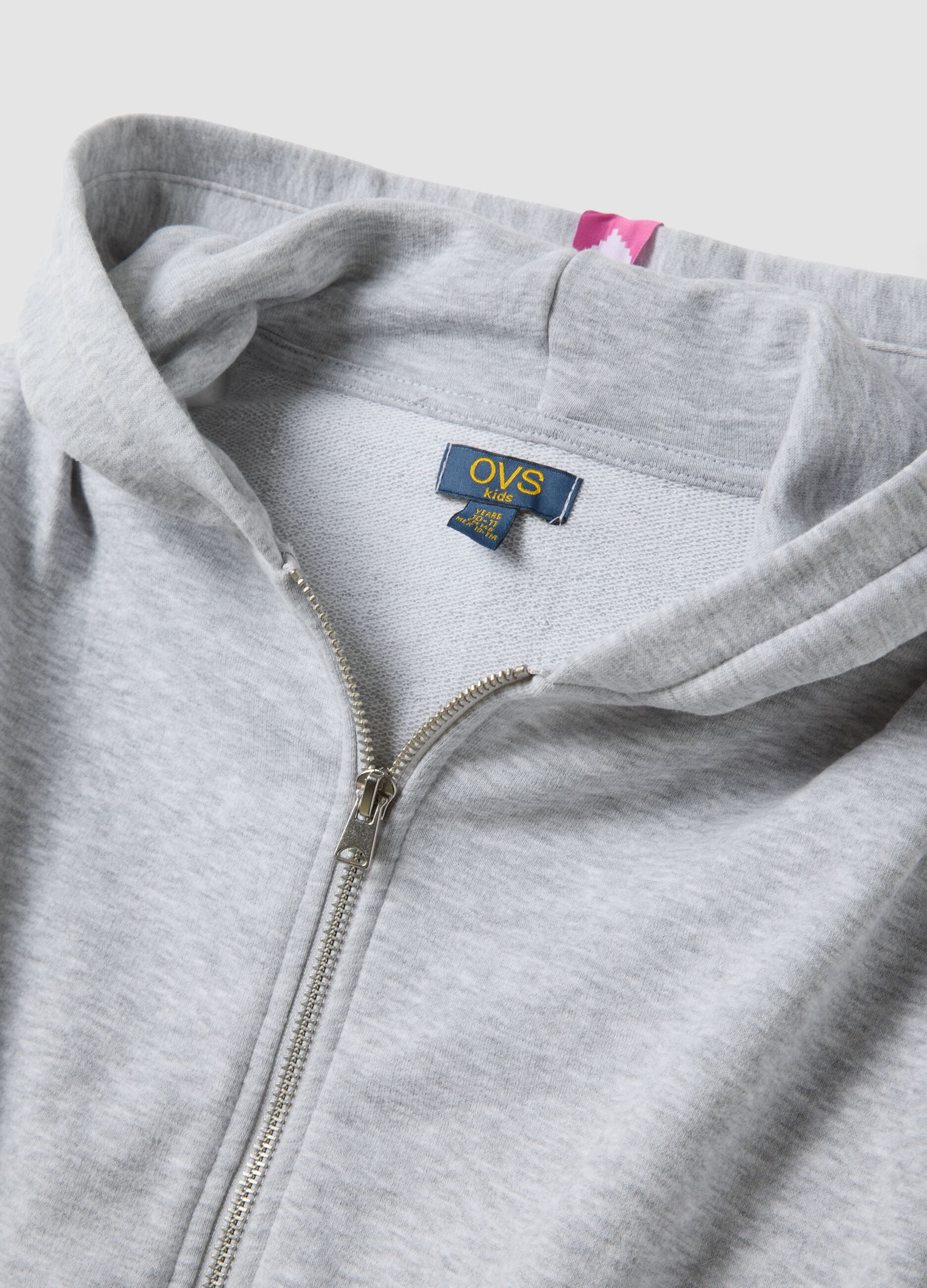 Girls&rsquo; cropped grey cotton-blend hoodie