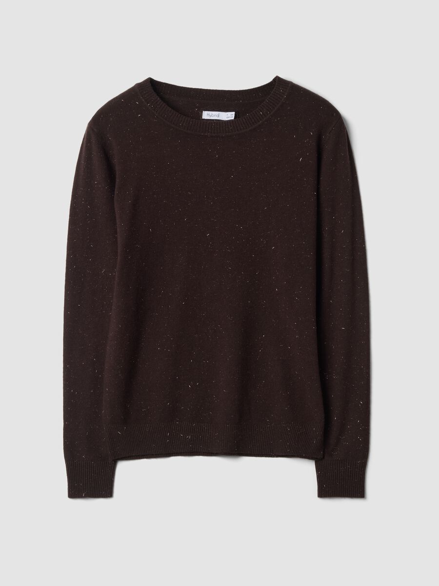 Brown viscose-blend top with m&eacute;lange yarns_0