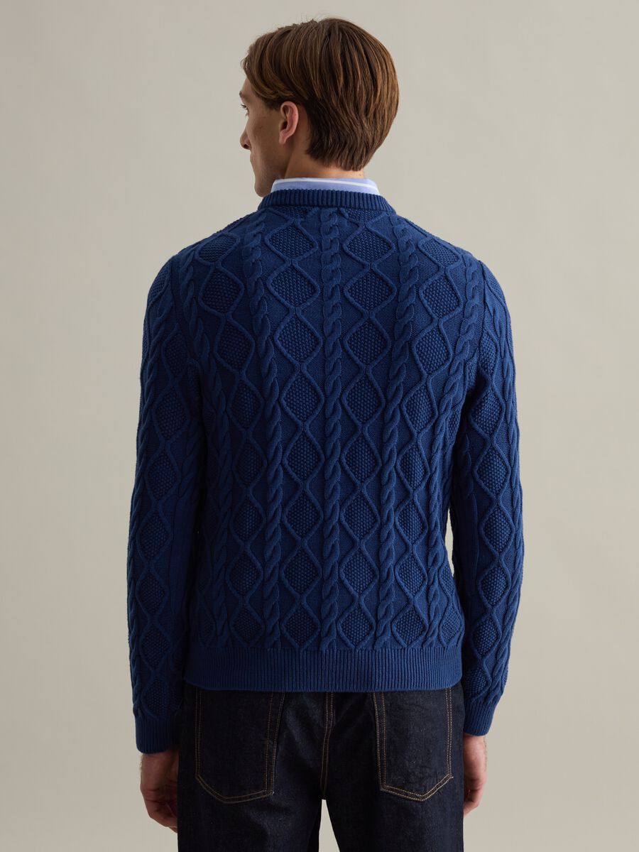 Pullover a trecce con motivo a rombi_2