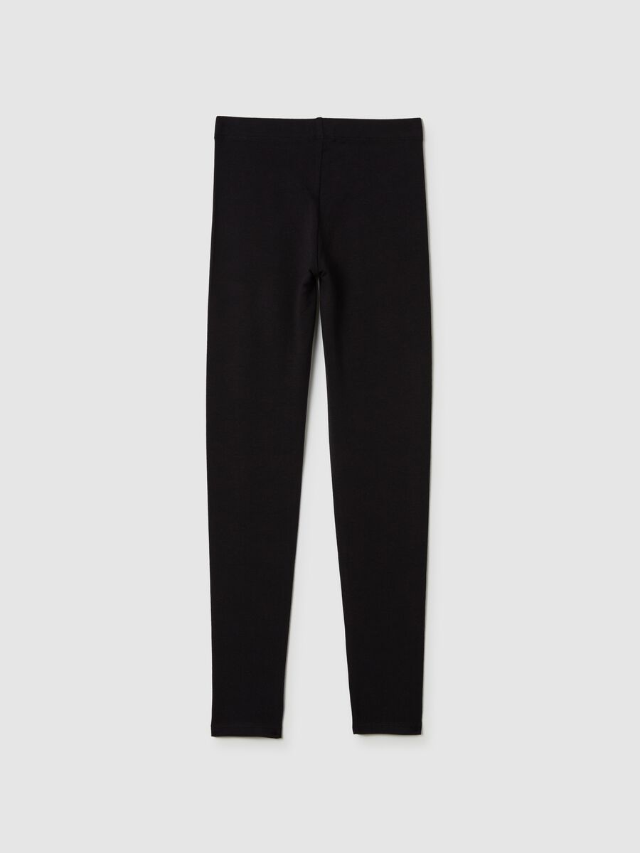 Leggings in cotone stretch con stampa _4